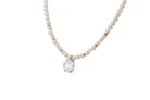 Rainbow Moonstone Hexagon Gold Pendant Necklace necklaces Anemone Jewelry
