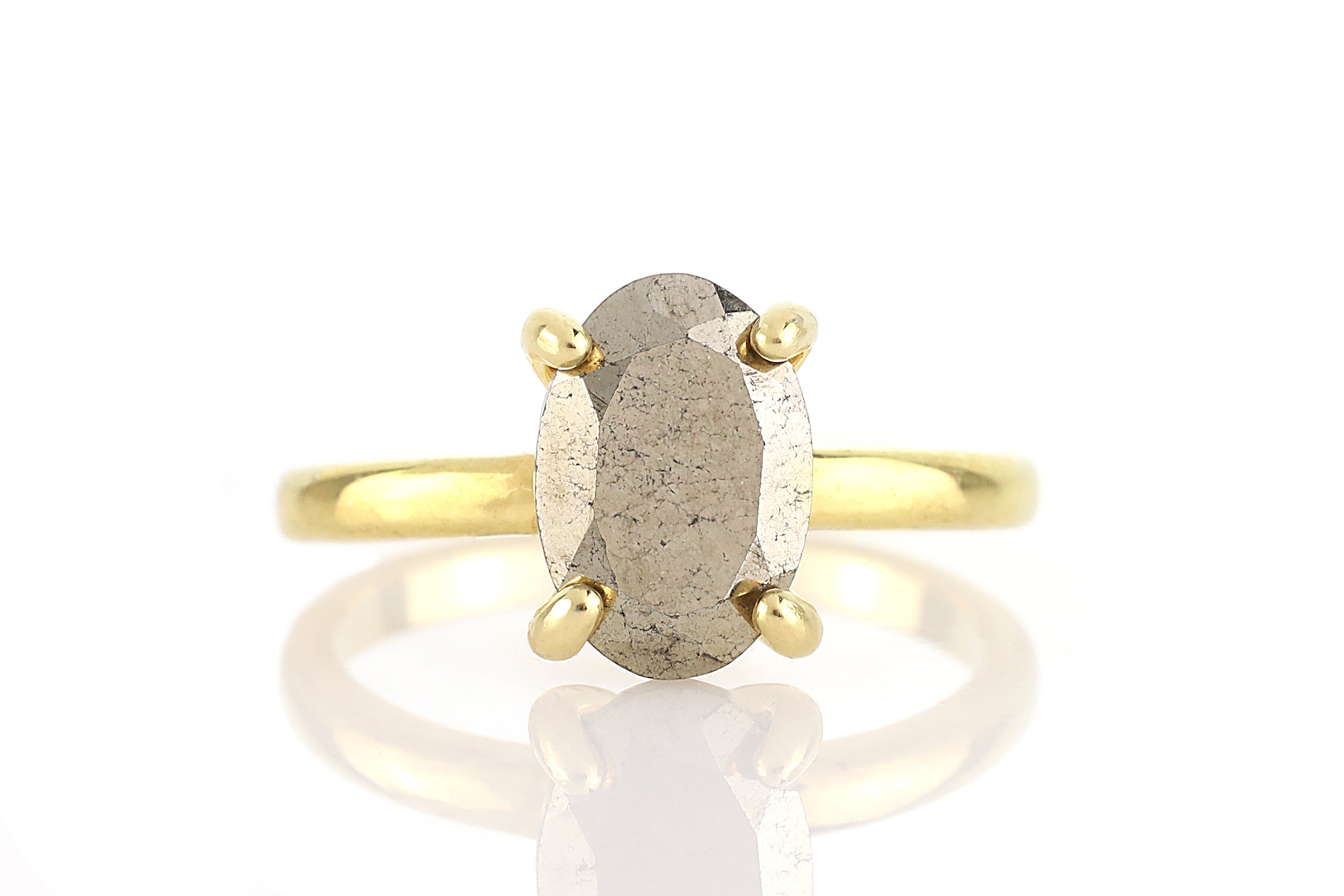 Delicate Pyrite Crystal Stone Ring in Gold Rings Anemone Unique
