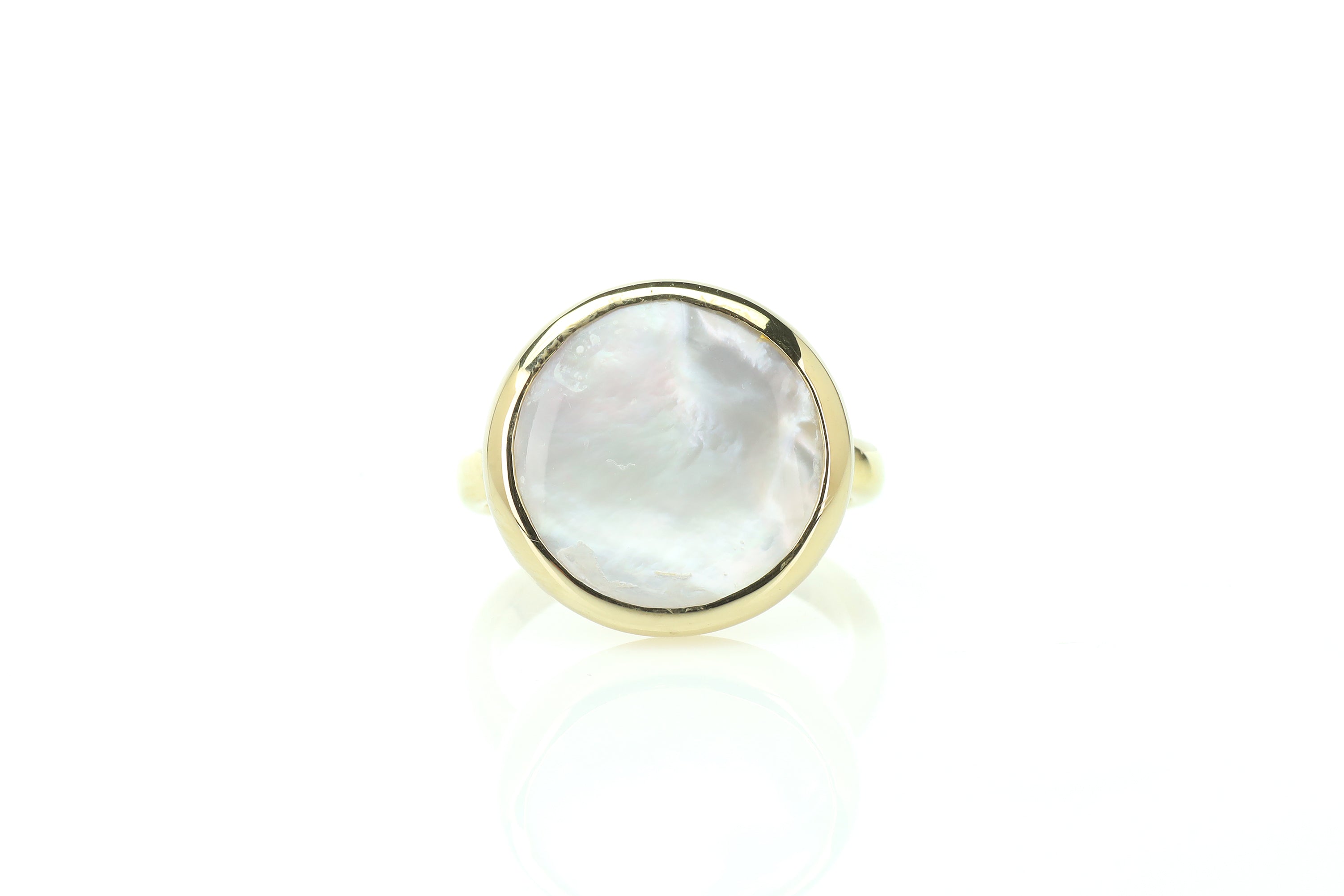 Mother of Pearl Bezel Set Gold Ring Rings Anemone Limited