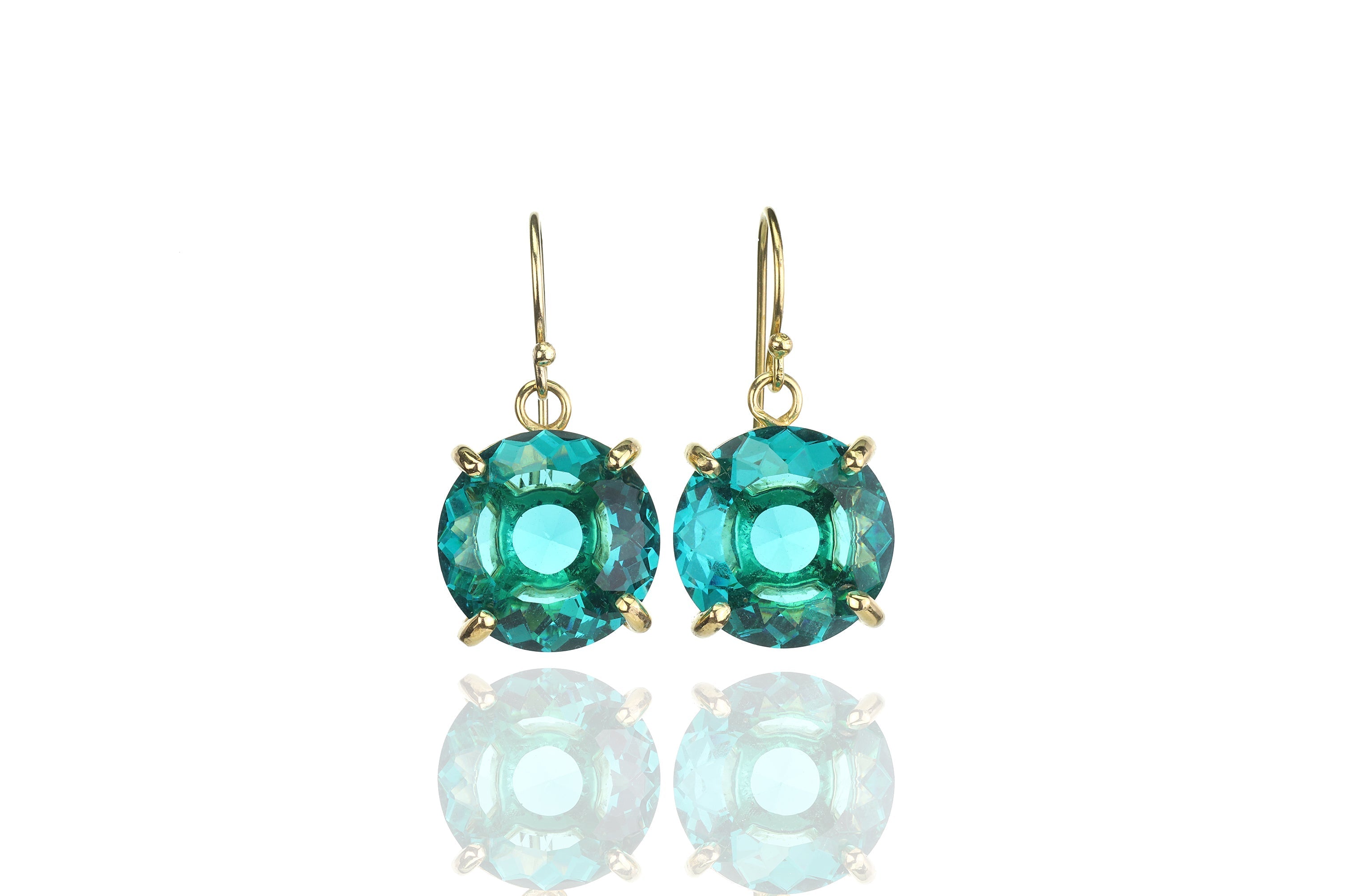 Round Cut Blue Tourmaline Gold Earrings Earrings Anemone Jewelry