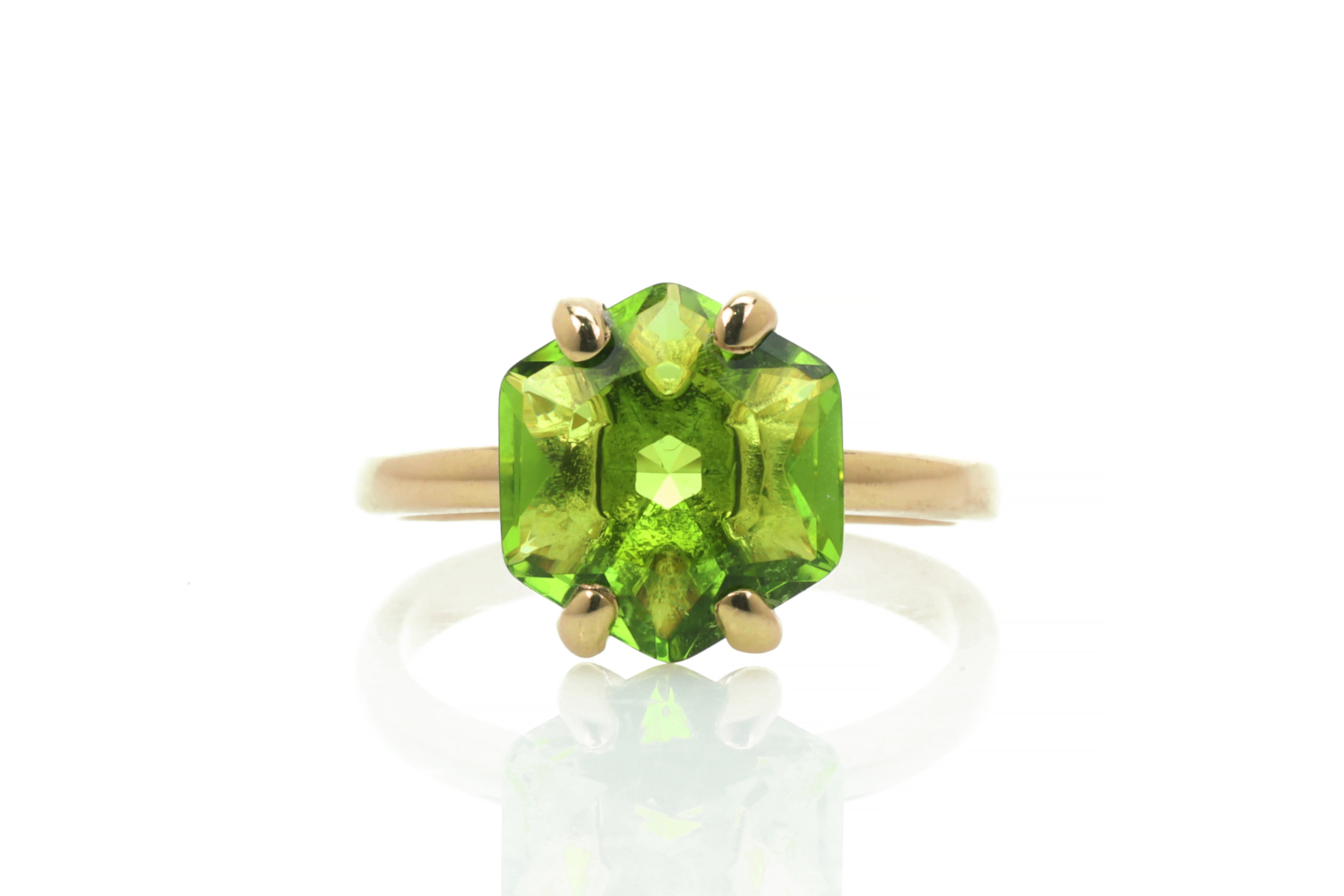 Rose Gold Peridot Hexagon Ring Rings Anemone Unique