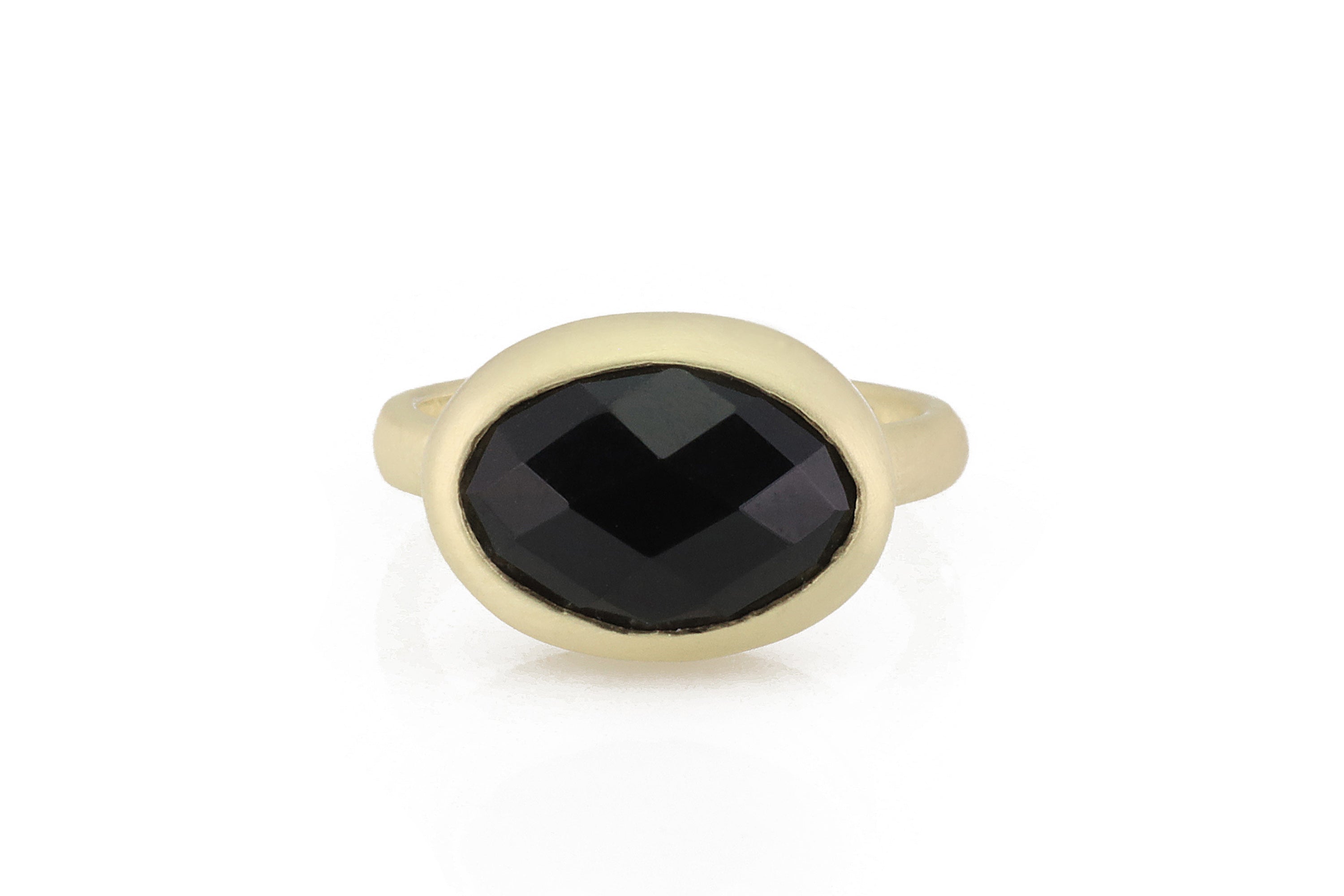 Oval Cut Bezel Black Onyx Gold Ring Rings Anemone Limited