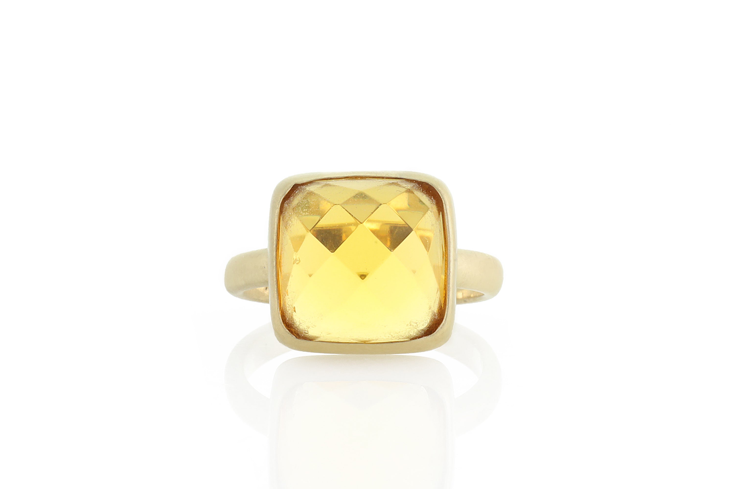14k Gold Square Bezel Citrine Ring Rings Anemone Limited