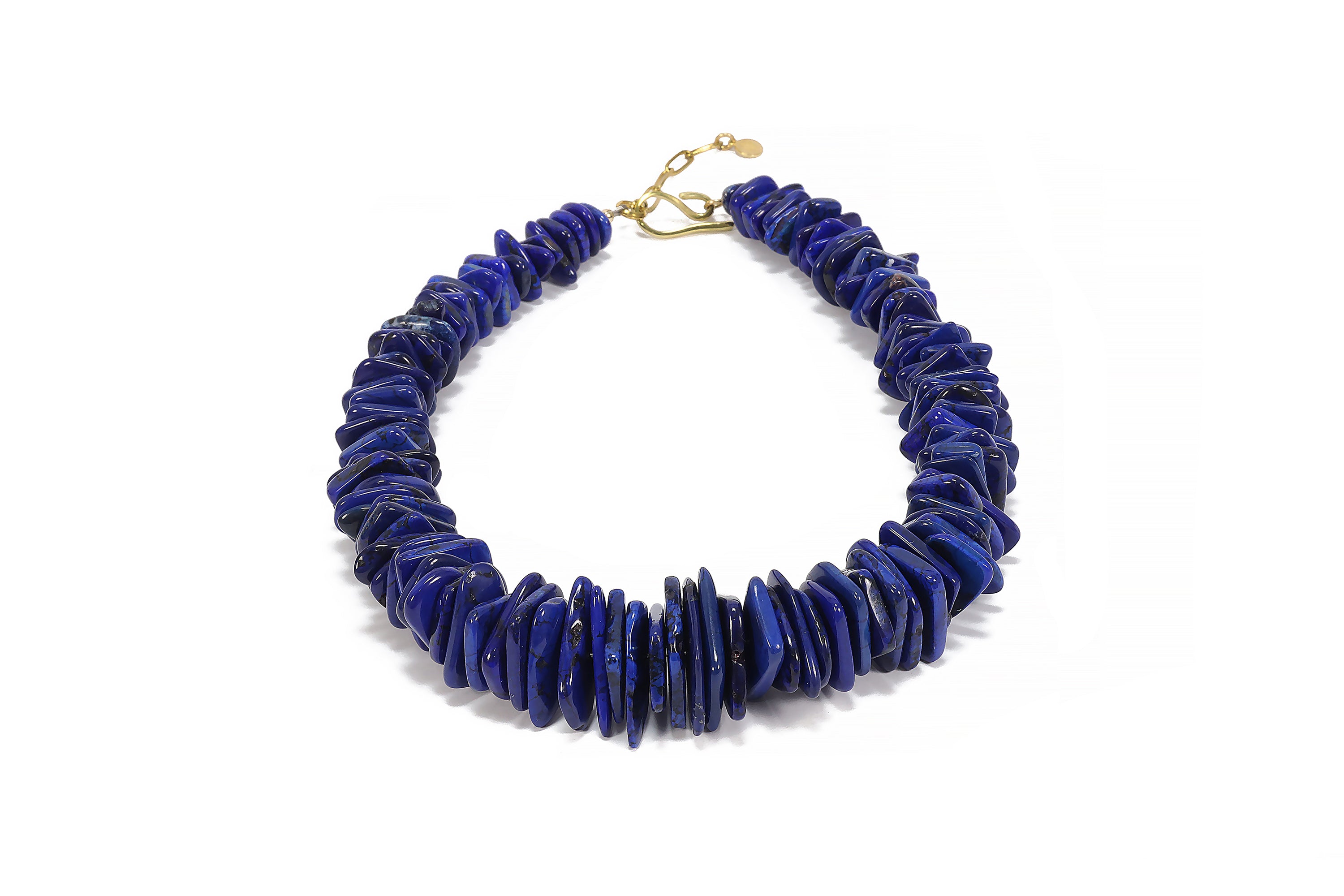 Big Slices Lapis Lazuli Beaded Gold Necklace necklaces Anemone Jewelry