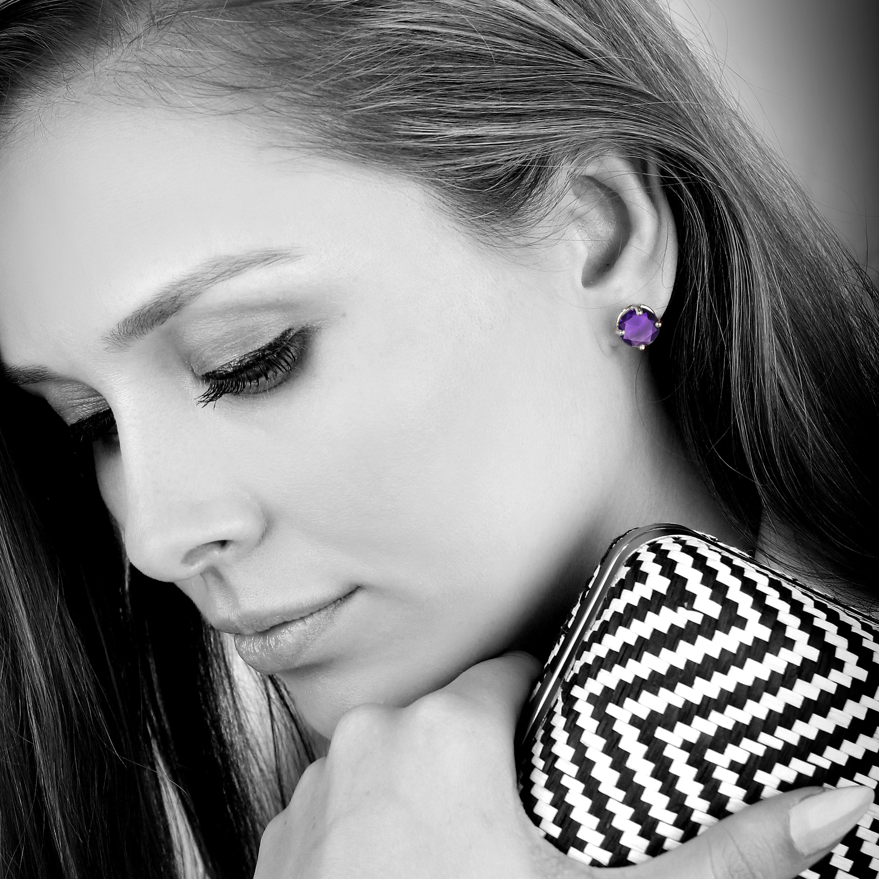 Elegant Amethyst Sterling Silver Stud Earrings Earrings Anemone Unique