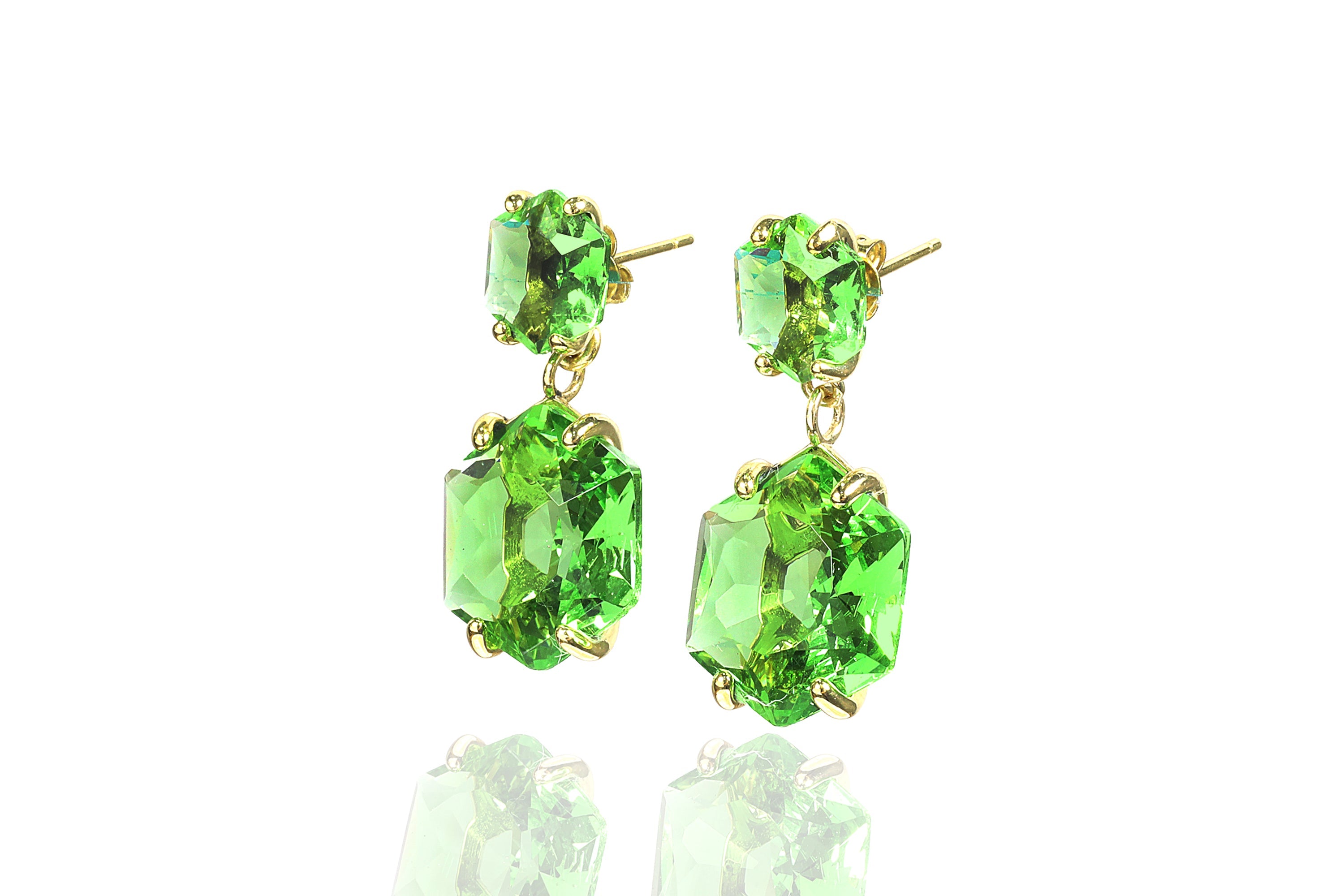 Green Tourmaline Statement Gold Earrings Earrings Anemone Jewelry