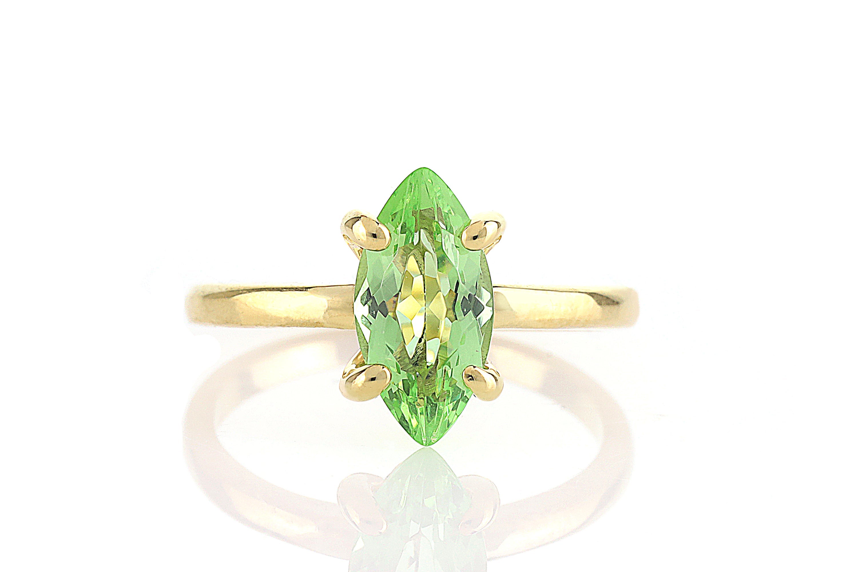 Green Tourmaline Marquise Cut Gemstone Gold Ring Rings Anemone Unique