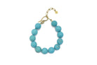 Turquoise Beaded Gold Bracelet with Brushed Gold Bead Bracelets Anemone Jewelry