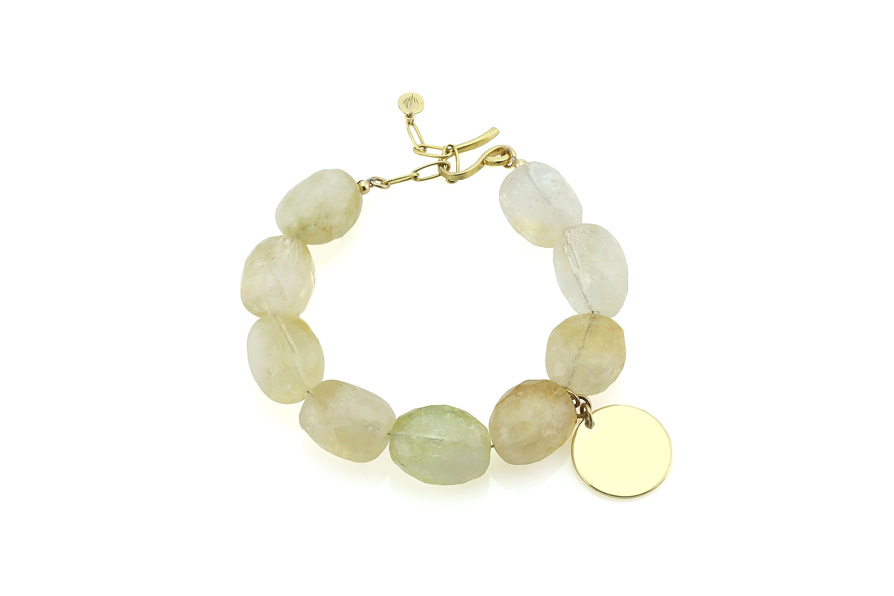 Citrine Bracelet with Round Brushed Gold Bead Bracelets Anemone Jewelry