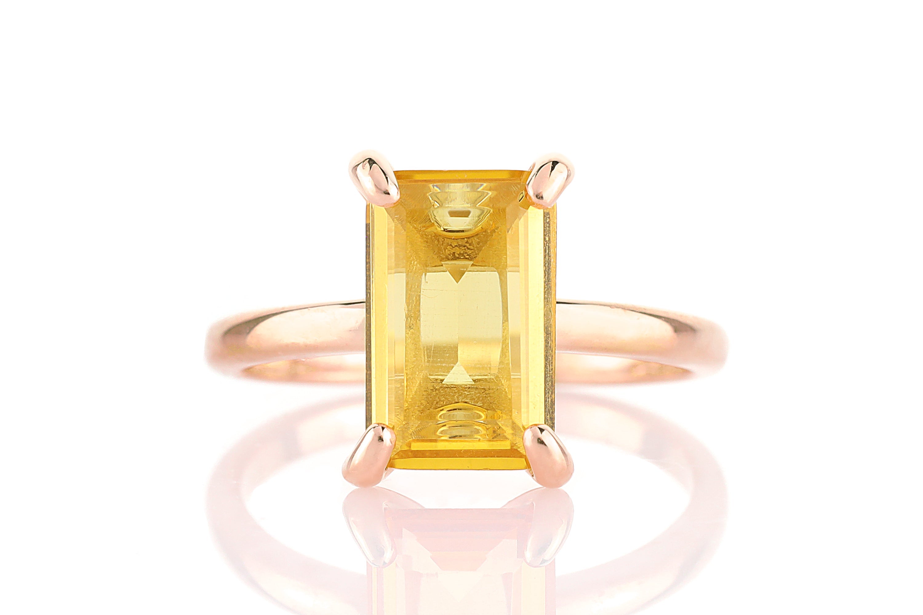 14k Rose Gold Rectangle Citrine Ring Rings Anemone Unique