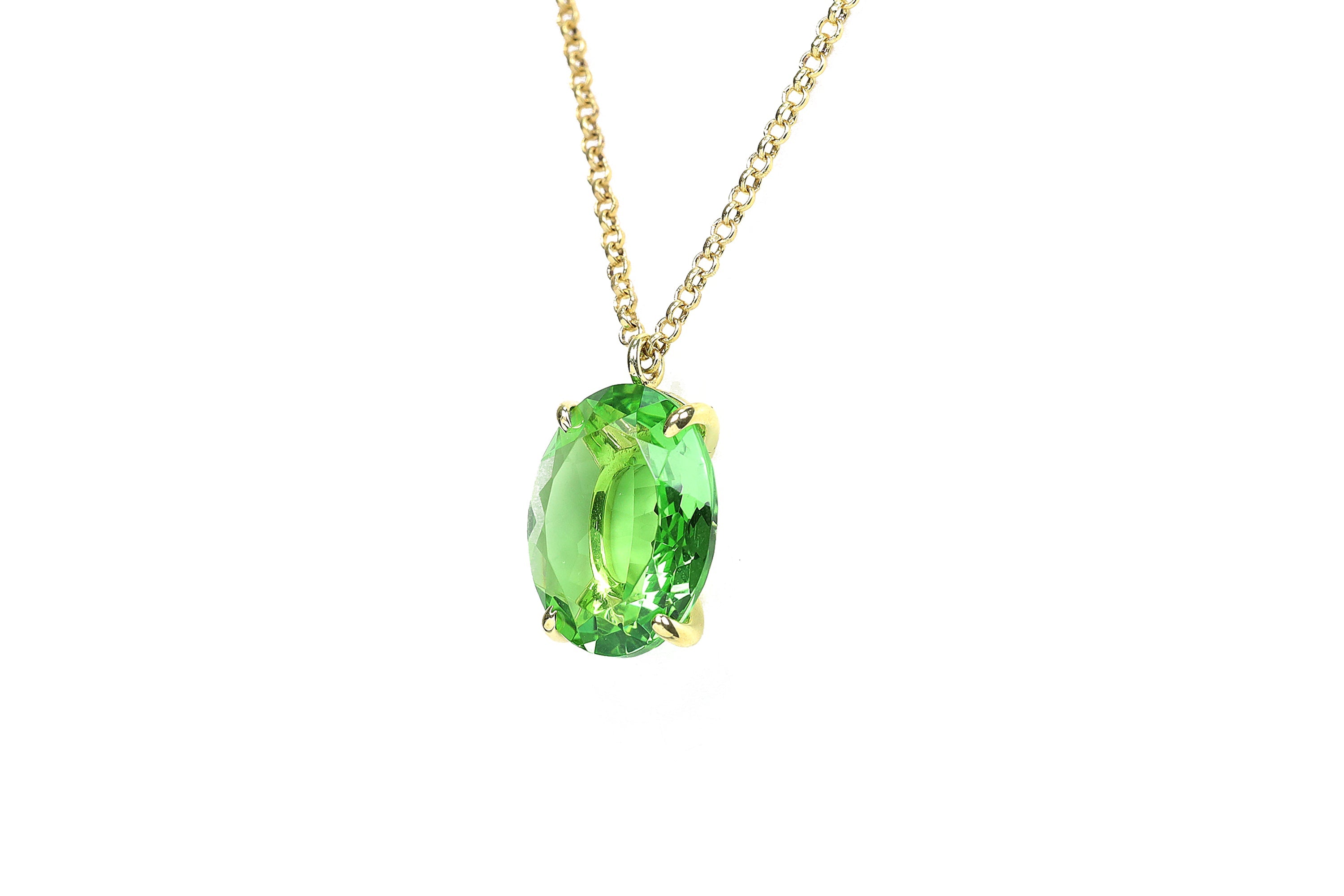 14k Gold Filled Oval Cut Green Tourmaline Necklace necklaces Anemone Jewelry