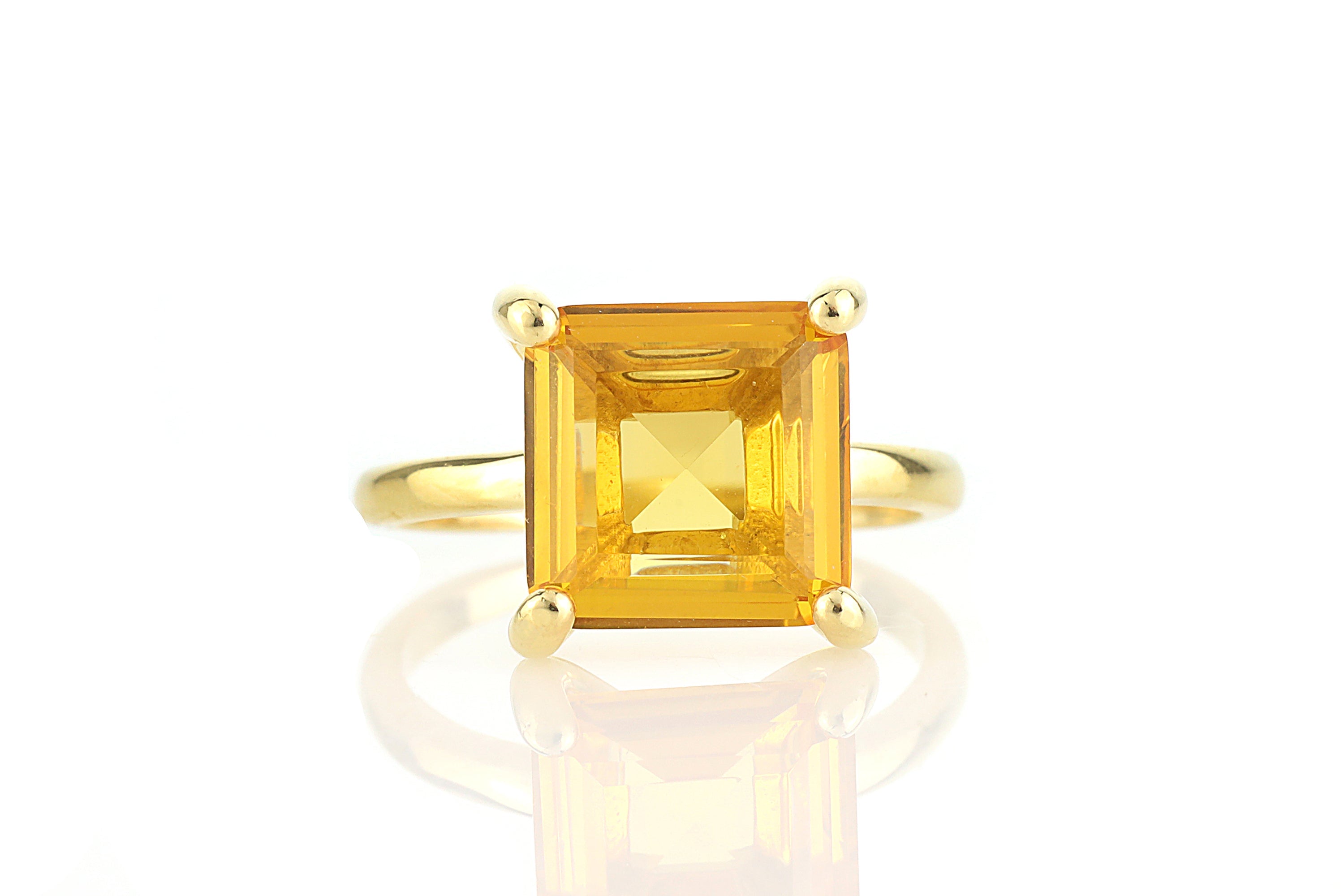 Lustrous Citrine Ring in 14k Gold Rings Anemone Unique