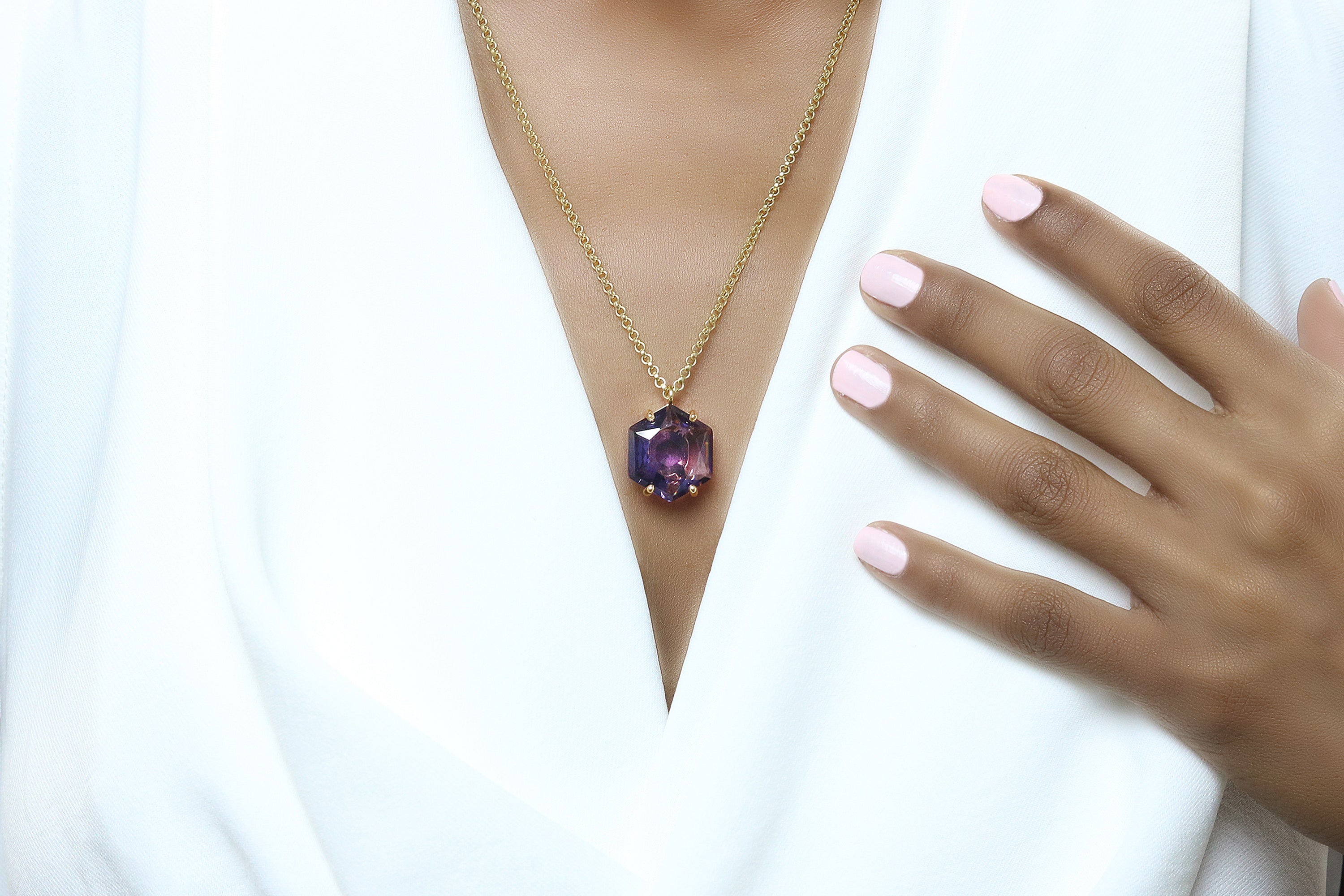 Amethyst Necklace in Gold necklaces Anemone Jewelry