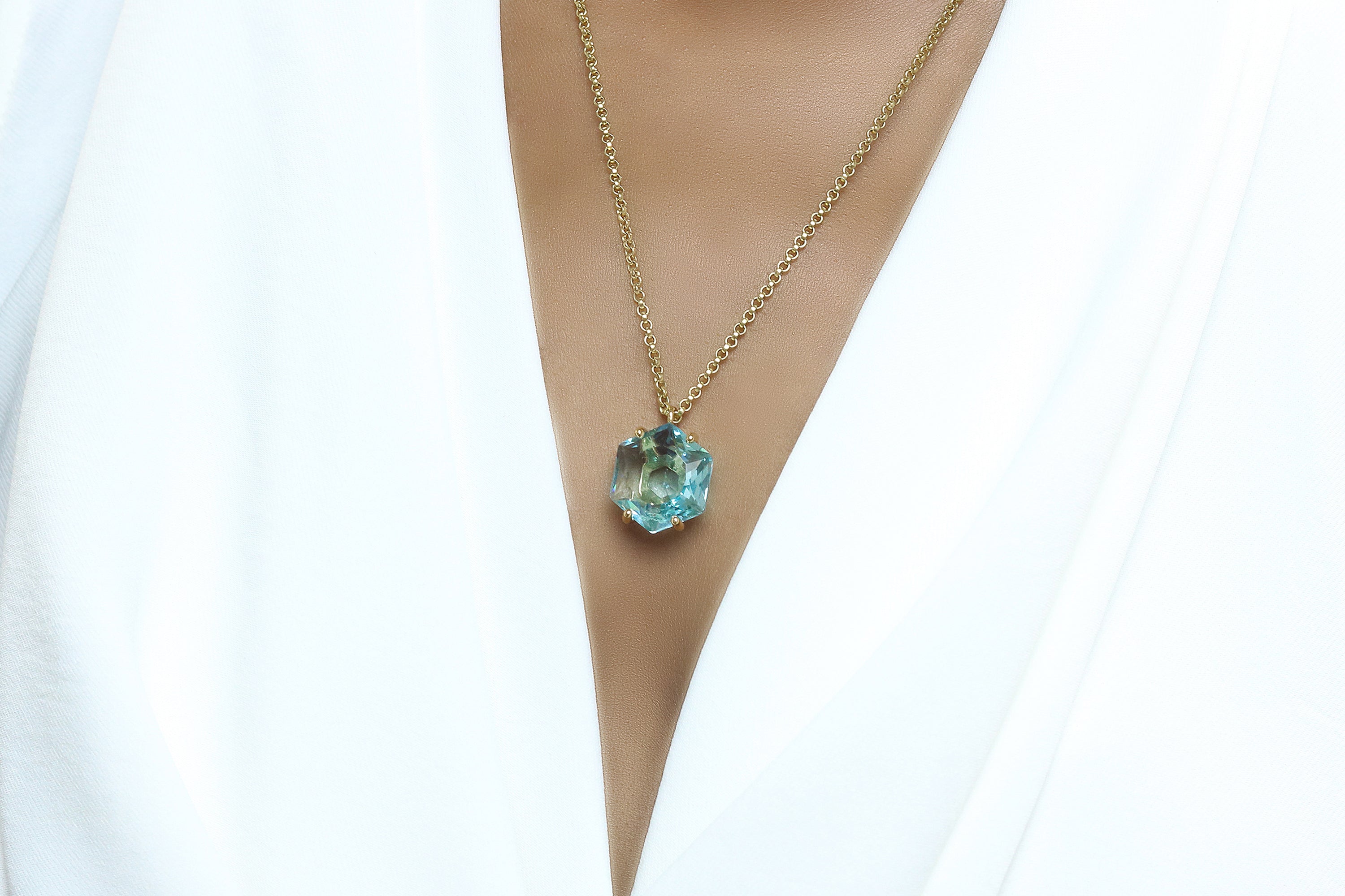 14k Rose Gold Blue Topaz Necklace necklaces Anemone Jewelry