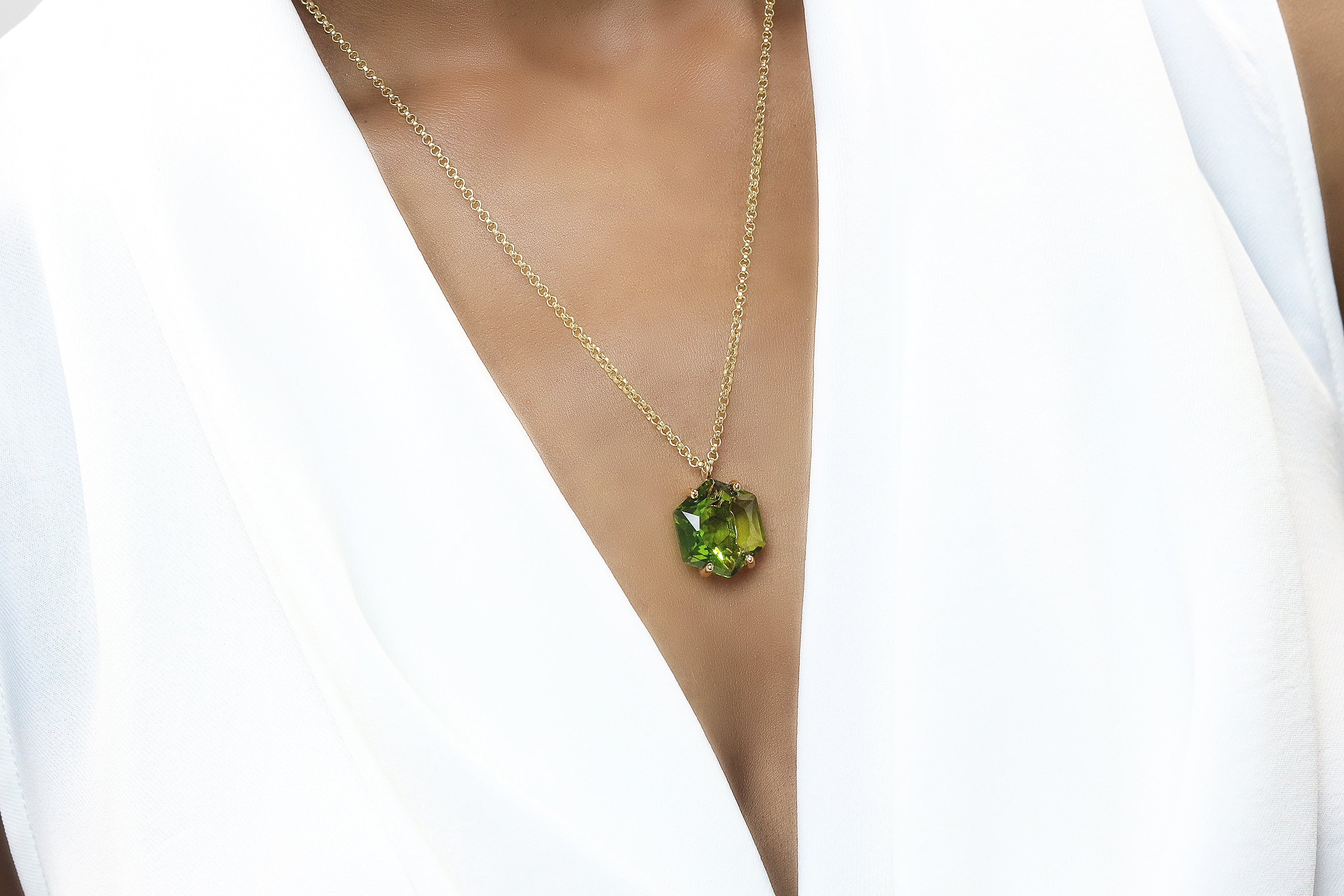 Classic Hexagon Peridot Gold Filled Necklace necklaces Anemone Jewelry