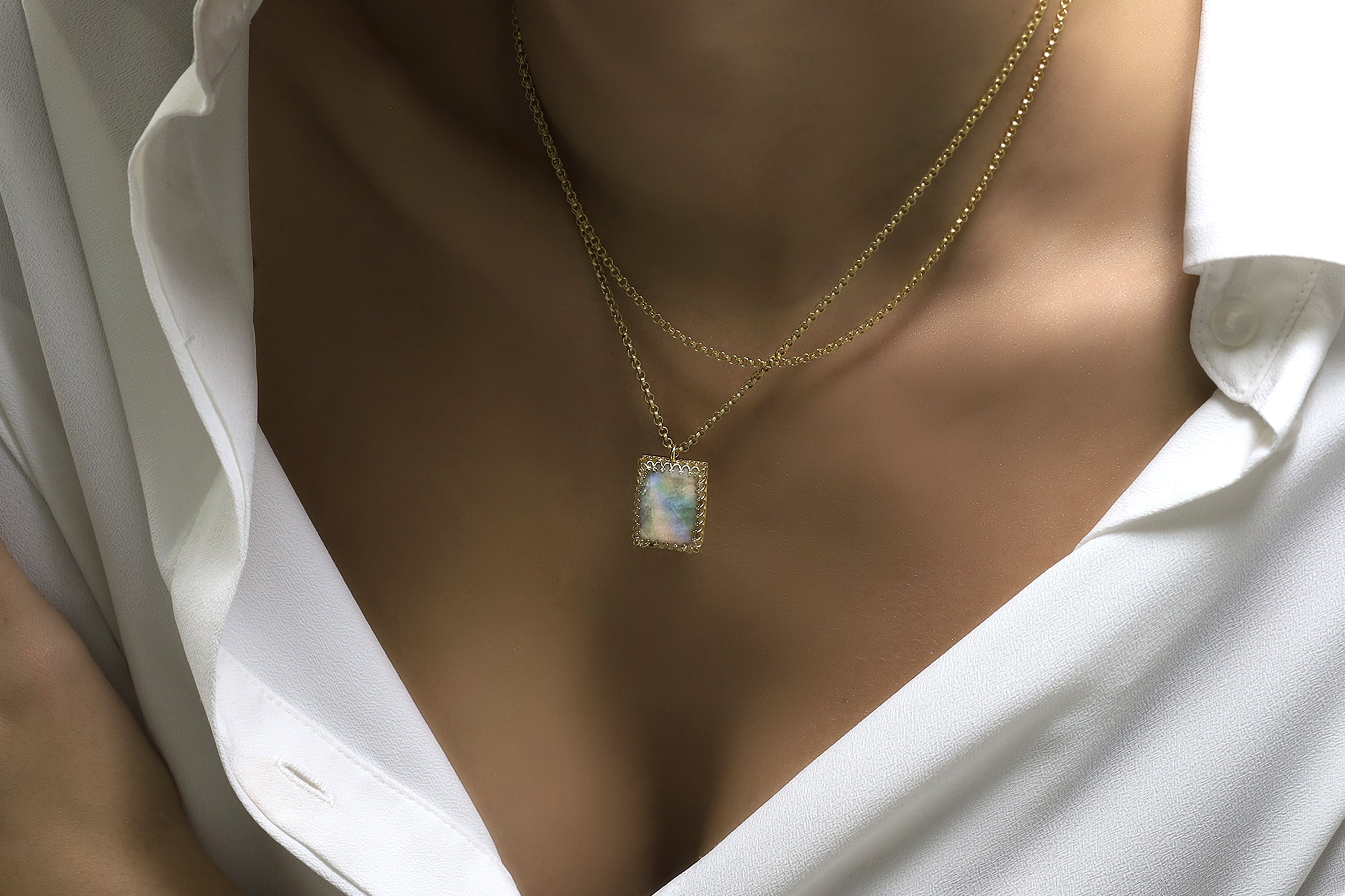 Luminescent Moonstone Sterling Silver Necklace necklaces Anemone Jewelry