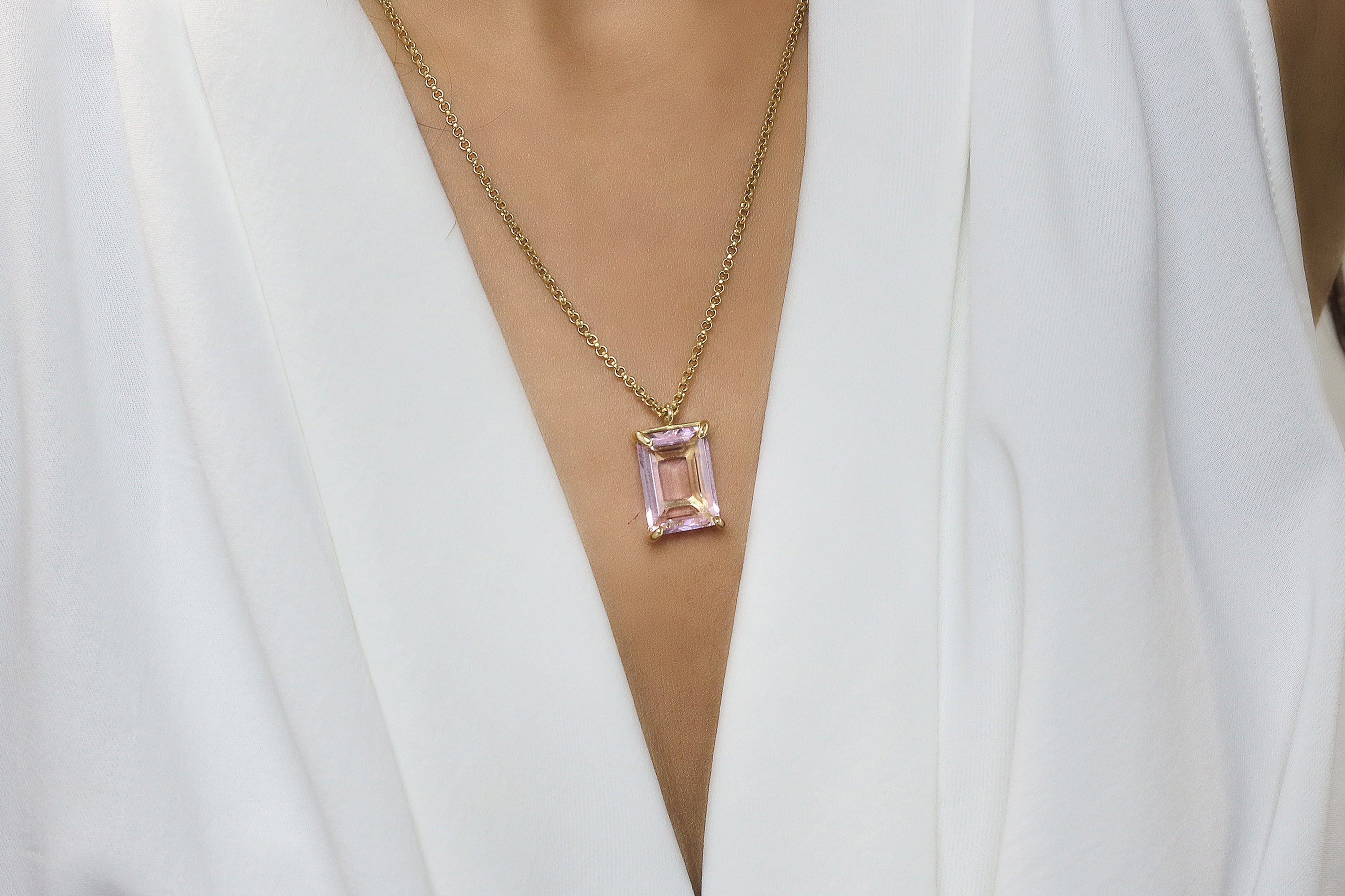 Pretty Rose Quartz Pendant Necklace for Women necklaces Anemone Jewelry