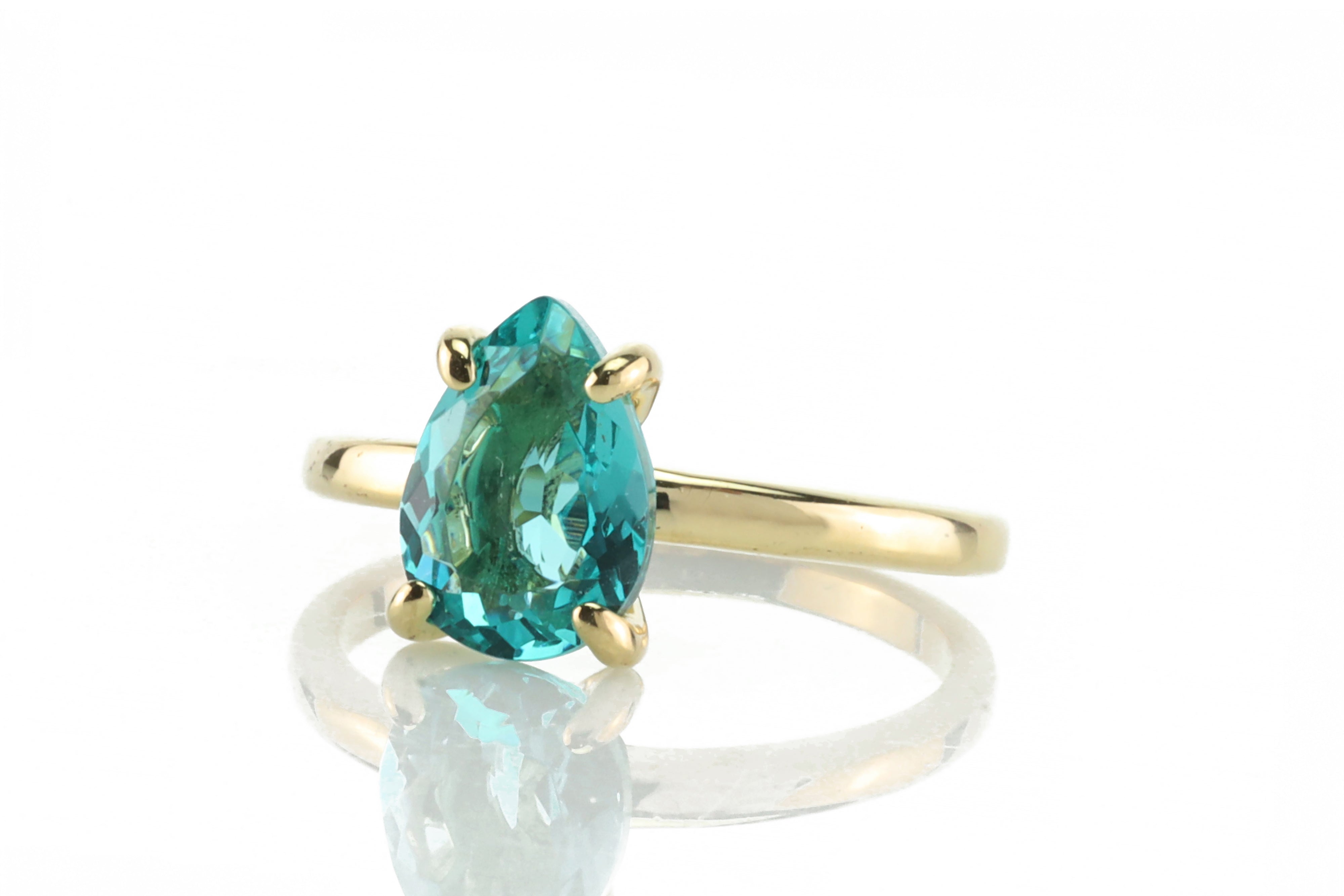 Blue Tourmaline Pear Cut Ring Rings Anemone Unique