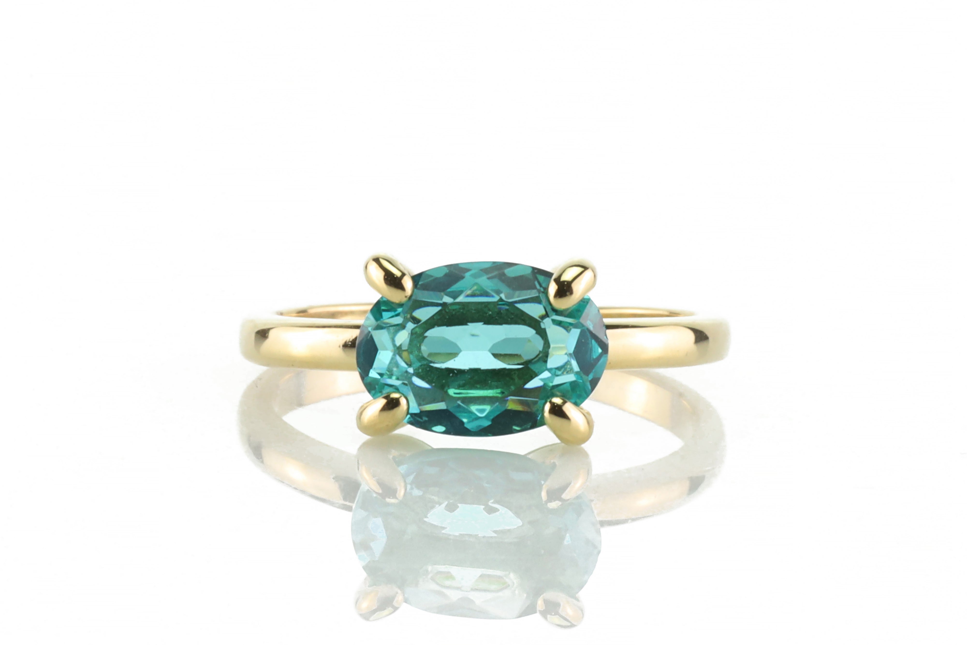 Blue Tourmaline Oval Cut Gold Ring Rings Anemone Unique