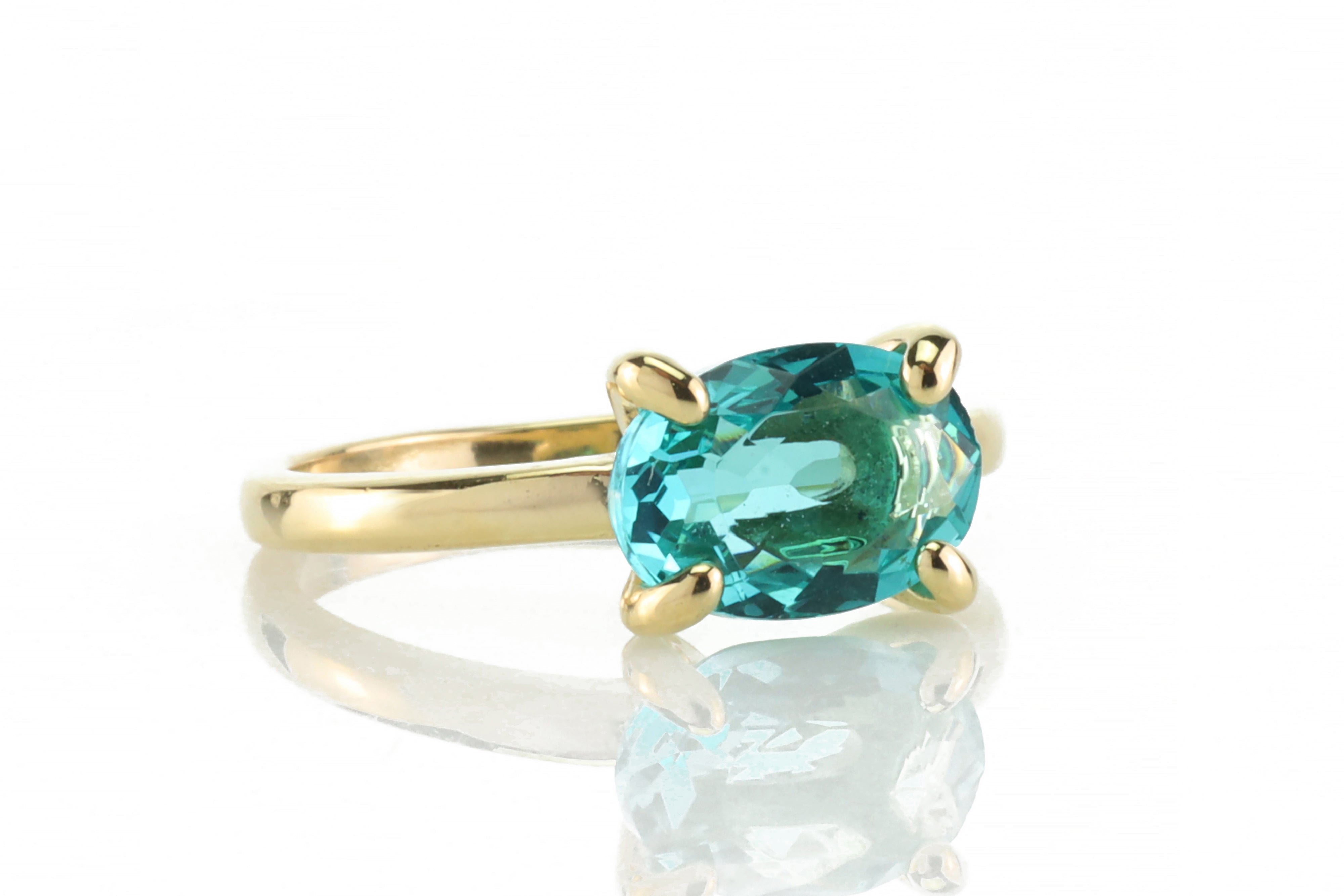 Blue Tourmaline Oval Cut Gold Ring Rings Anemone Unique