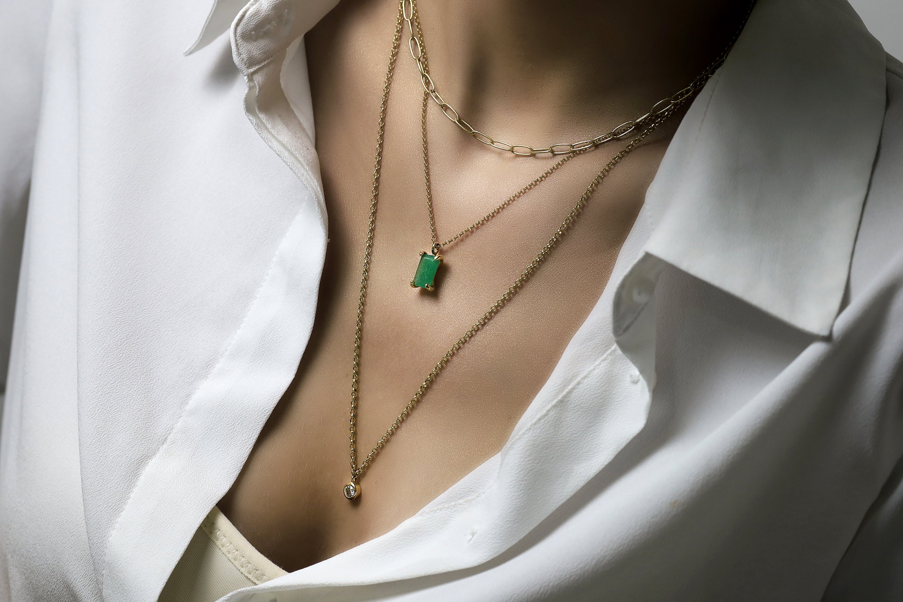 Green Aventurine Pendant Gold Necklace necklaces Anemone Unique