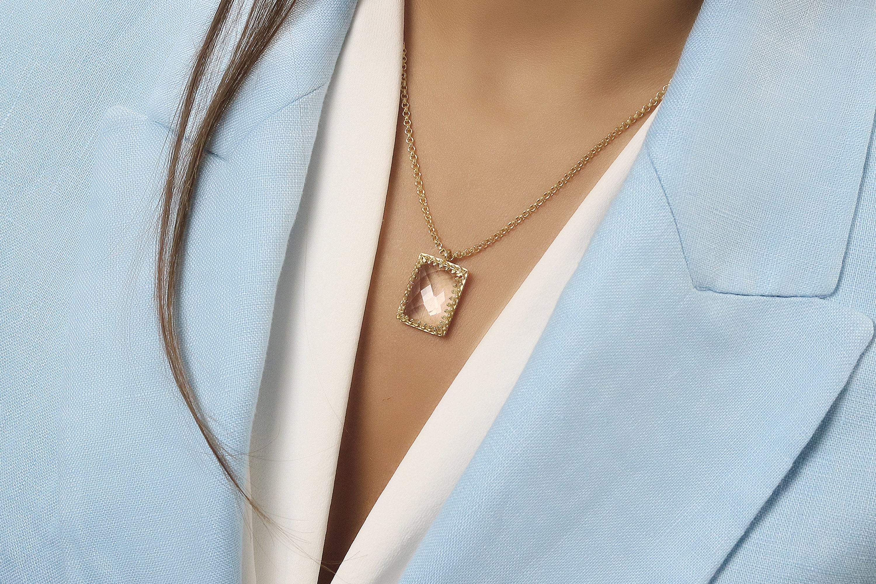 Statement Crystal Quartz Gold Filled Necklace necklaces Anemone Jewelry