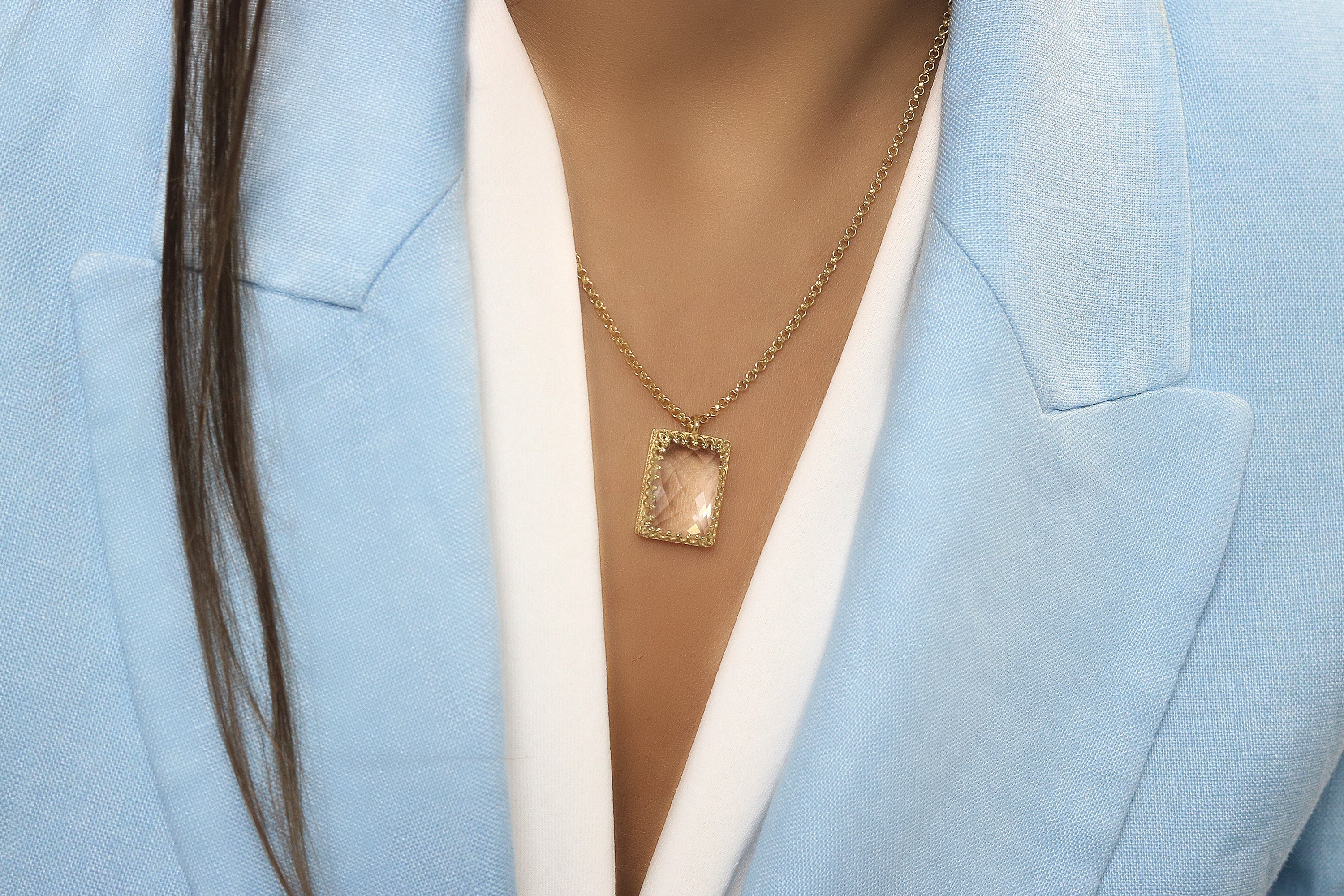 Statement Crystal Quartz Gold Filled Necklace necklaces Anemone Jewelry