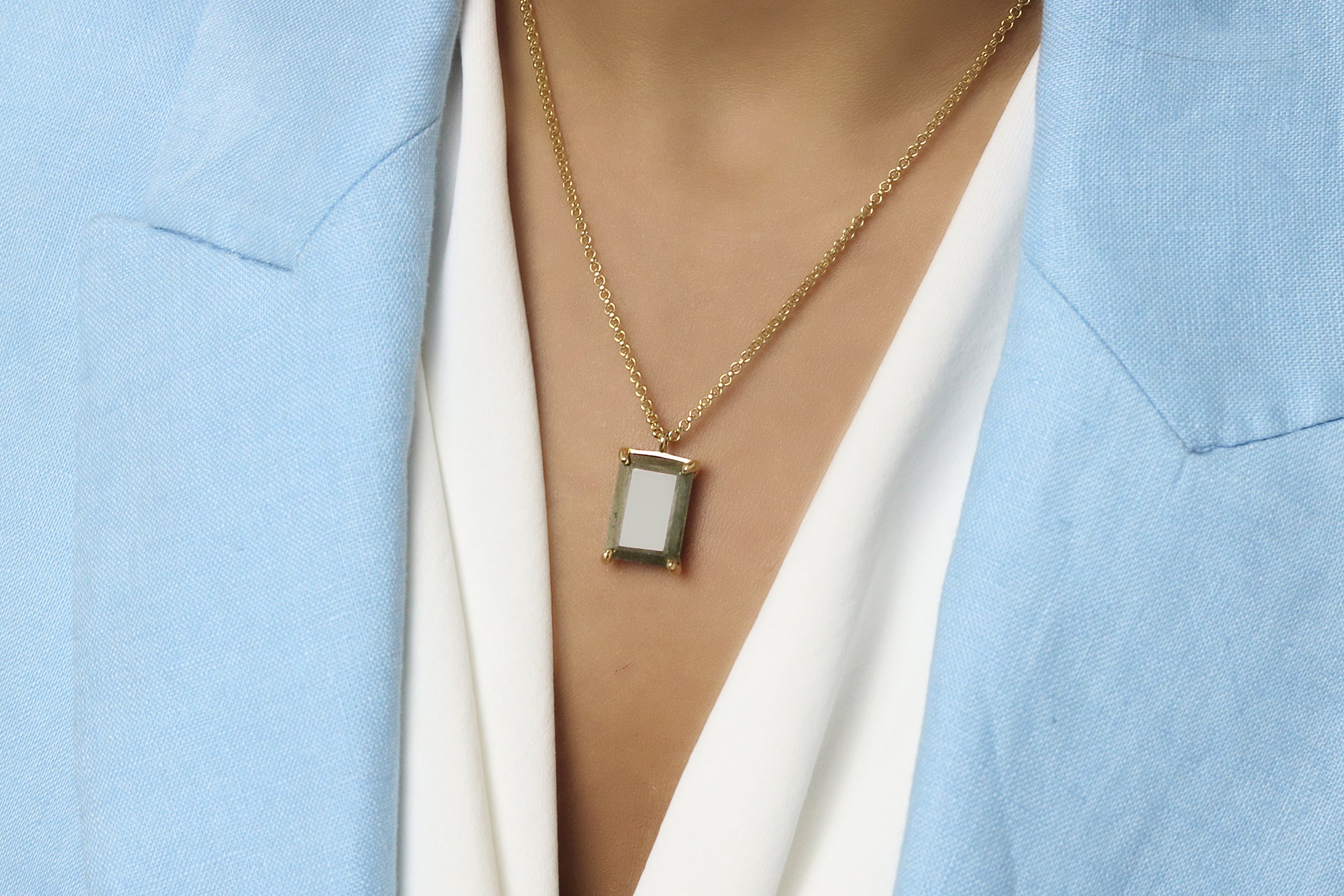 Rectangular Cut Pyrite Necklace in Gold necklaces Anemone Jewelry