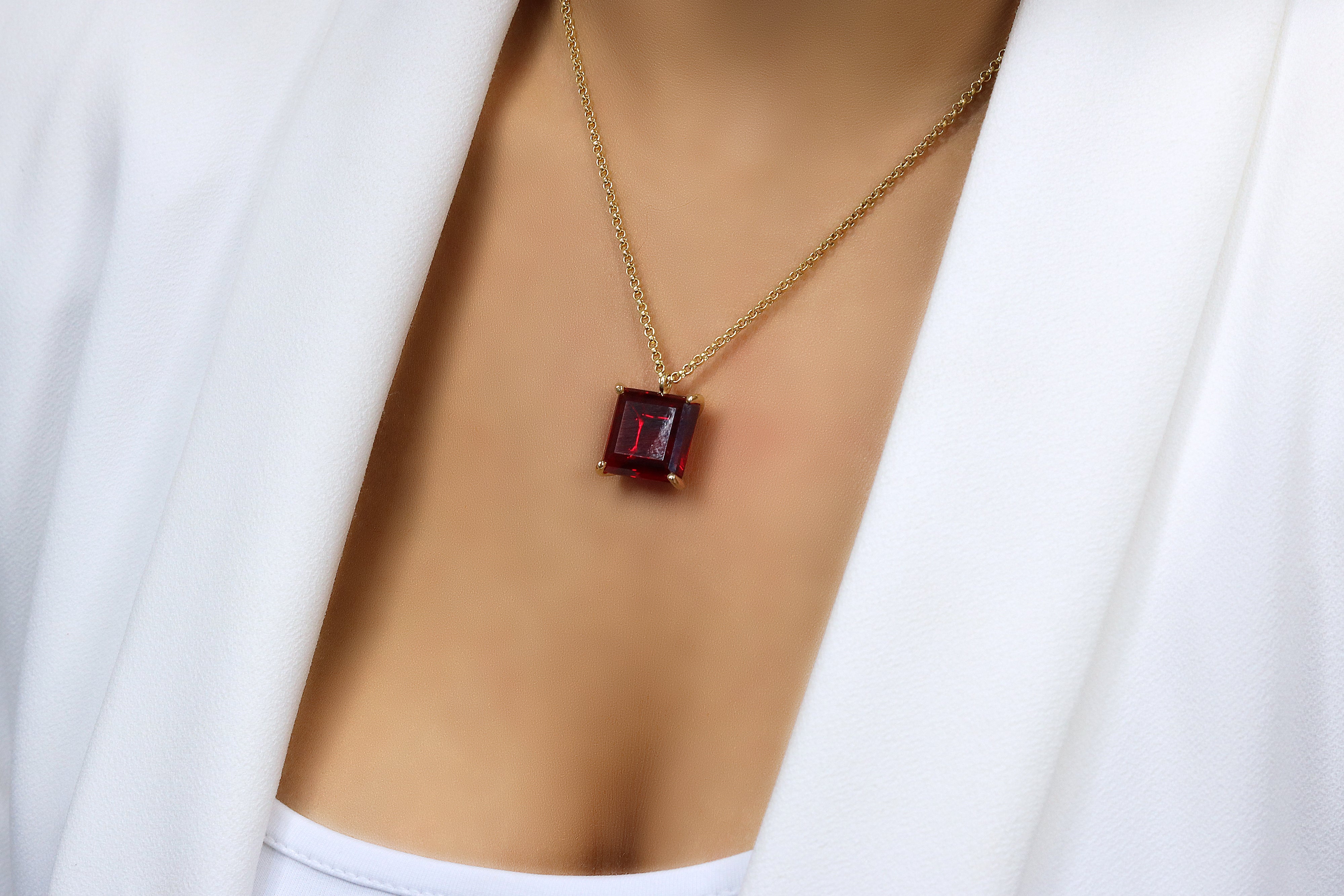 14k Yellow Gold Vibrant Garnet Necklace necklaces Anemone Jewelry