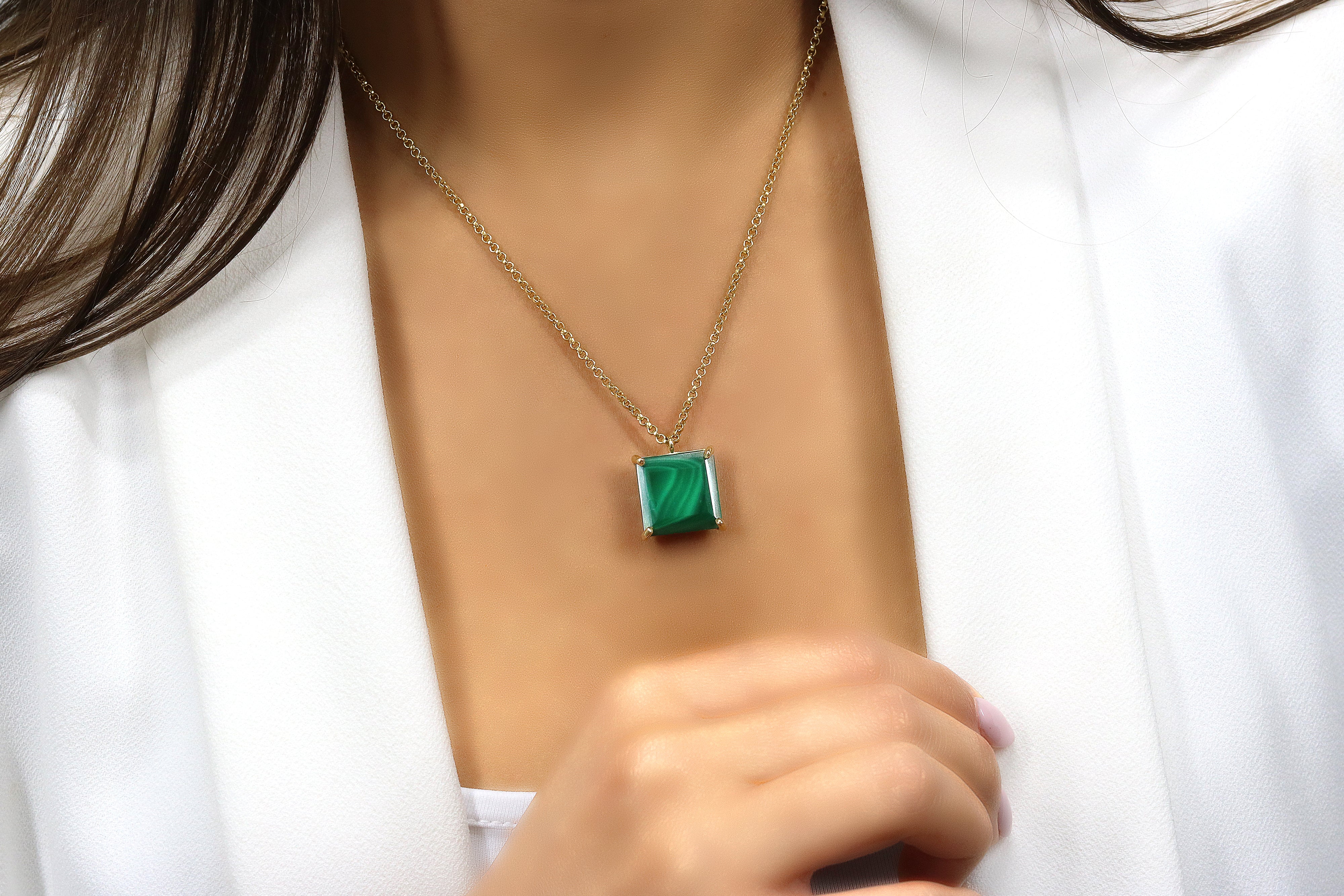 Chic Malachite Necklace in 925 Sterling Silver necklaces Anemone Jewelry