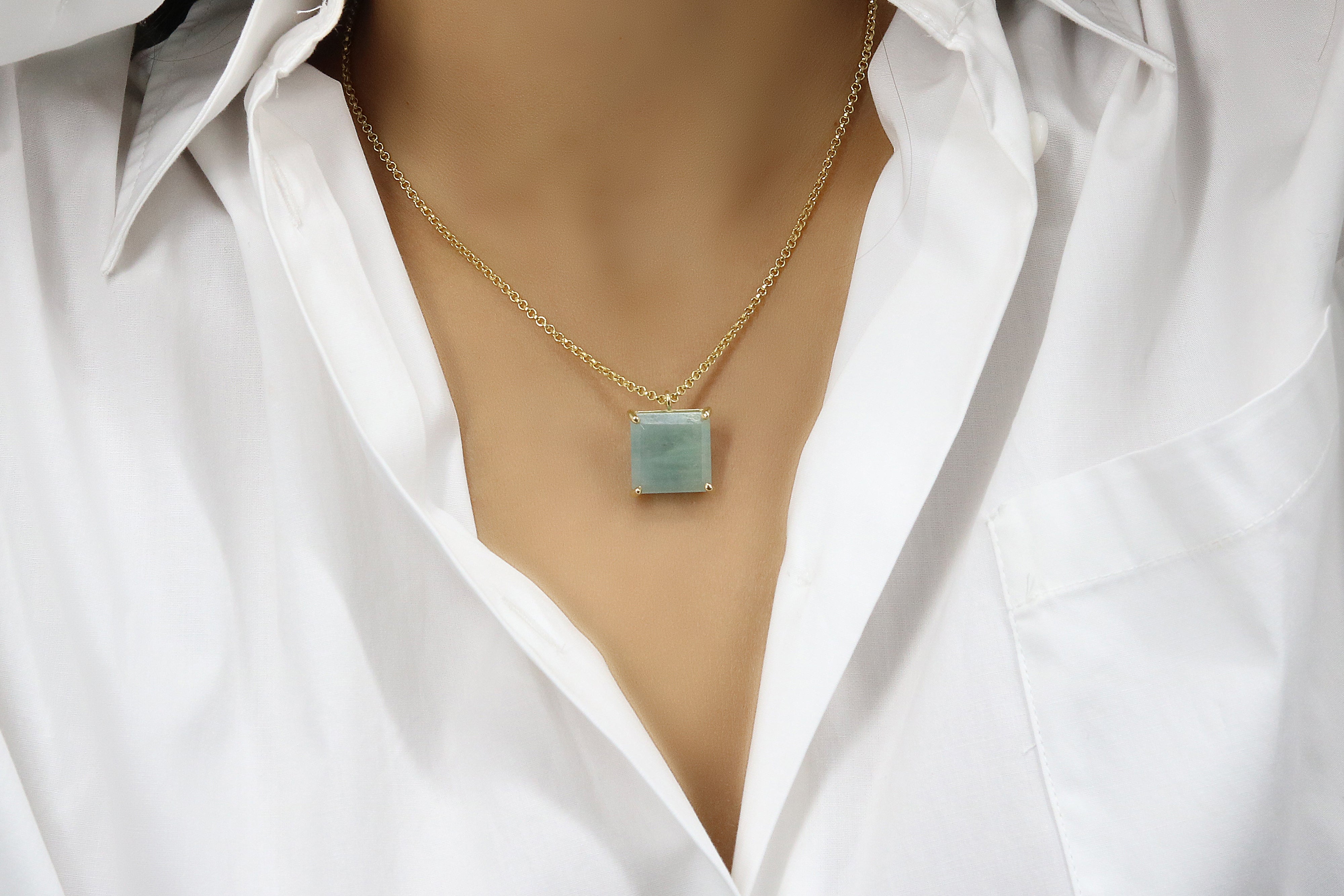 Aquamarine Necklace 14k Gold Filled Chain necklaces Anemone Jewelry