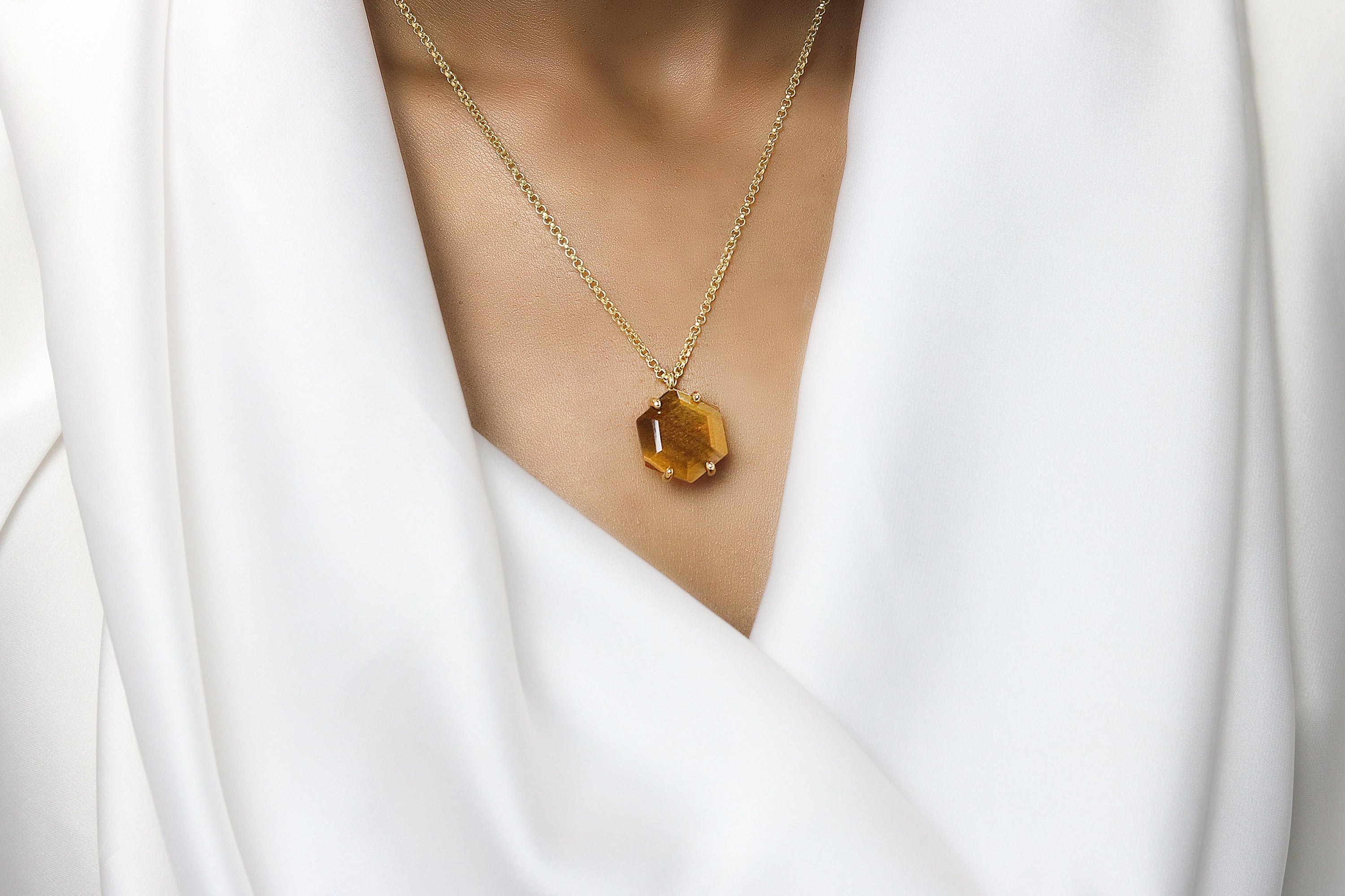 Unique Sterling Silver Tiger Eye Necklace necklaces Anemone Jewelry