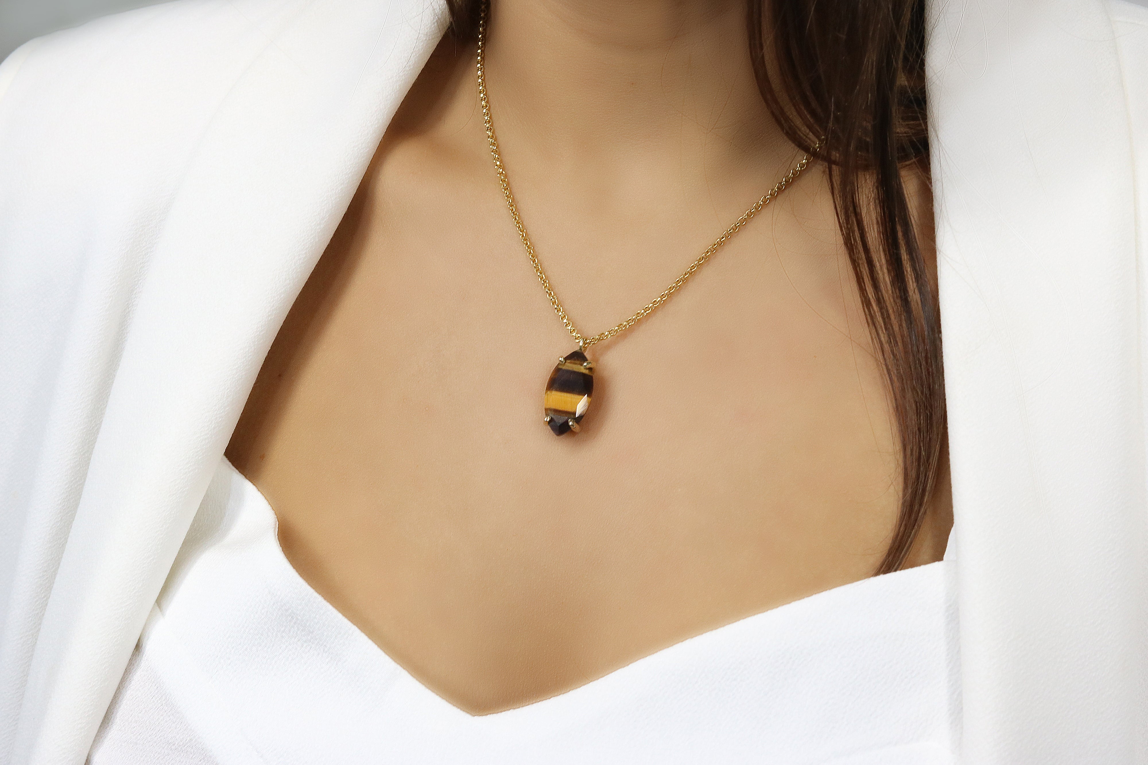 Handmade Tiger Eye 14k Gold Filled Necklace necklaces Anemone Jewelry