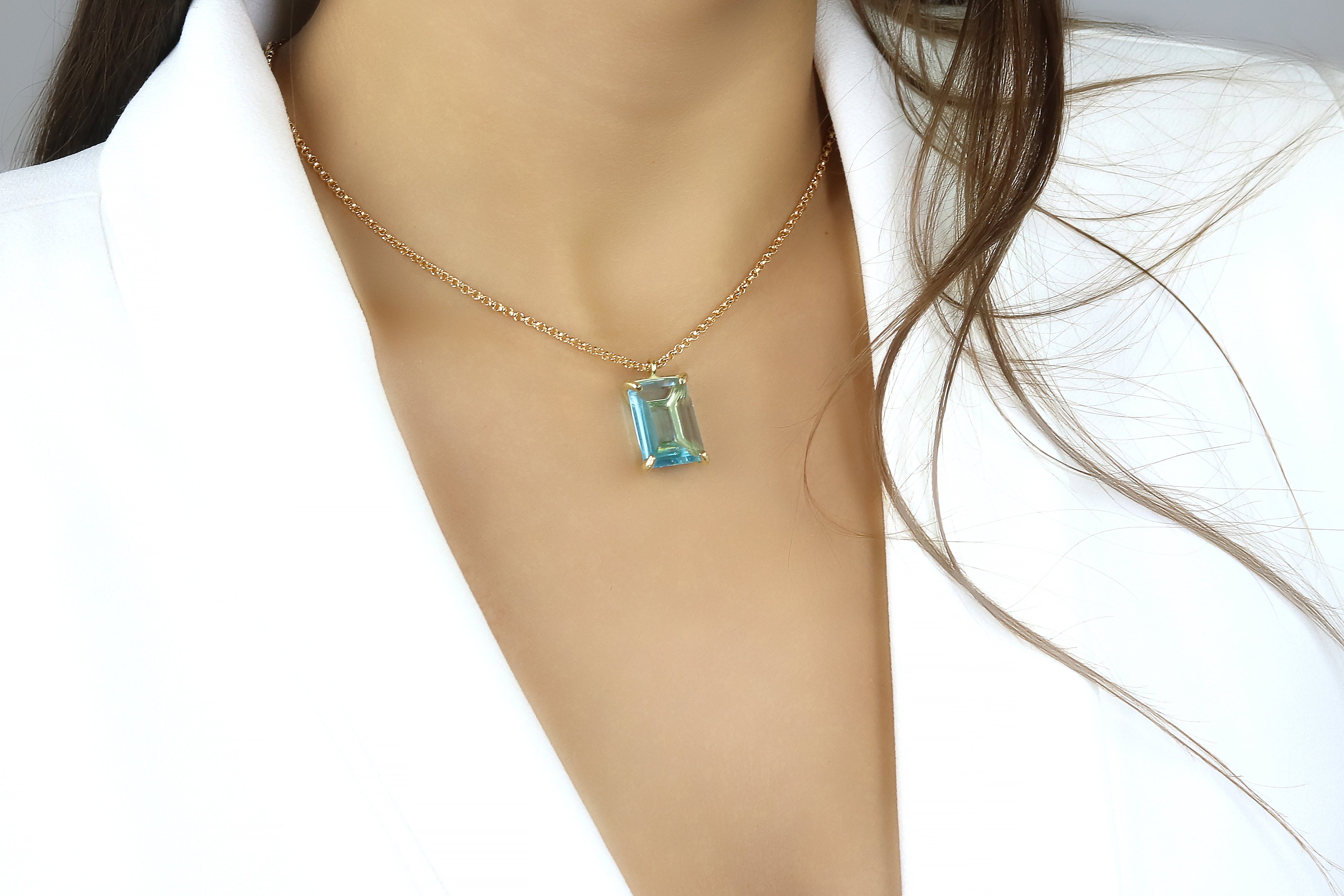 Blue Topaz Pendant Necklace in 14k Gold necklaces Anemone Jewelry