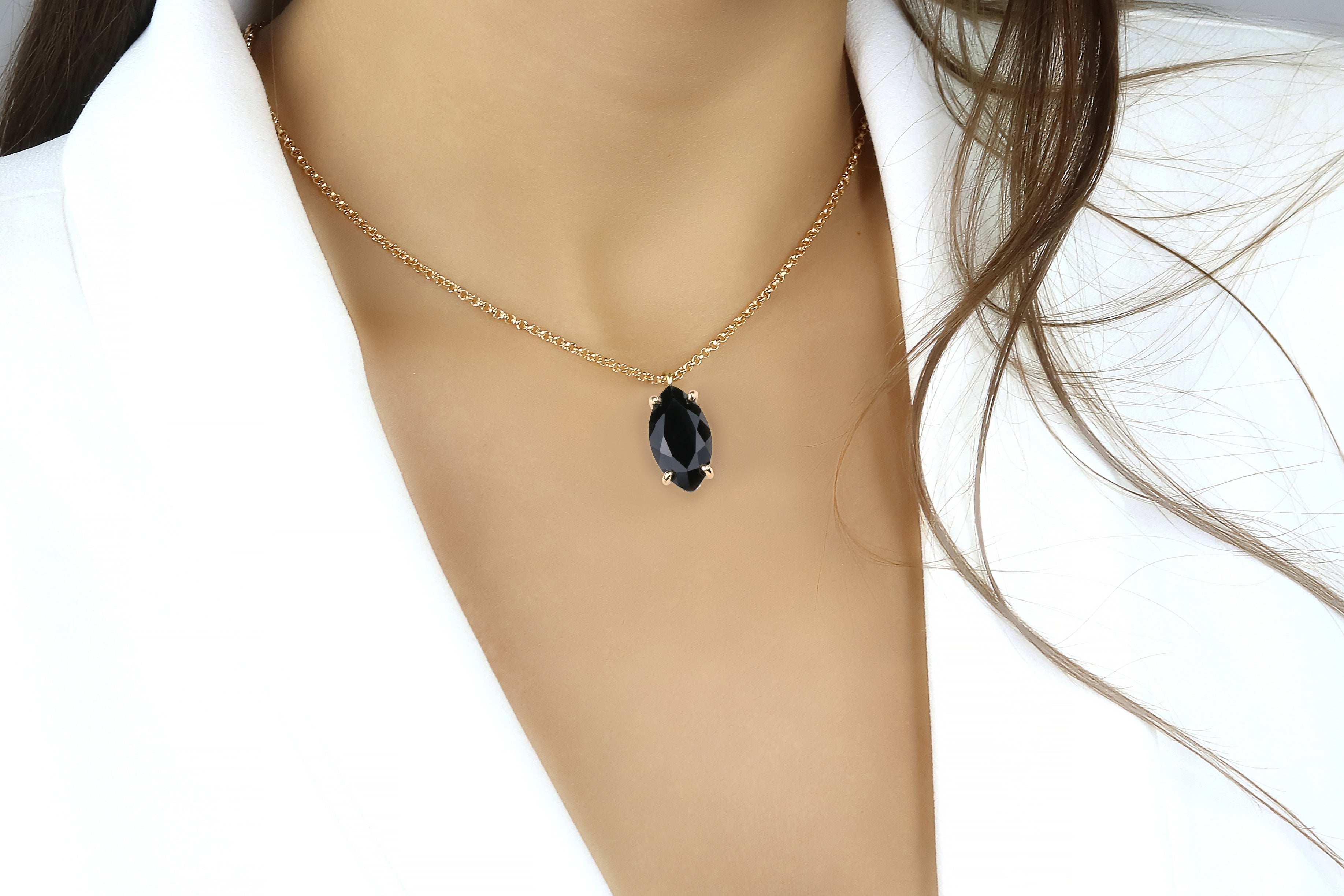 Marquise Black Onyx Necklace in 14k Gold Filled necklaces Anemone Jewelry
