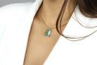 Rectangle Blue Topaz Rose Gold Necklace necklaces Anemone Jewelry
