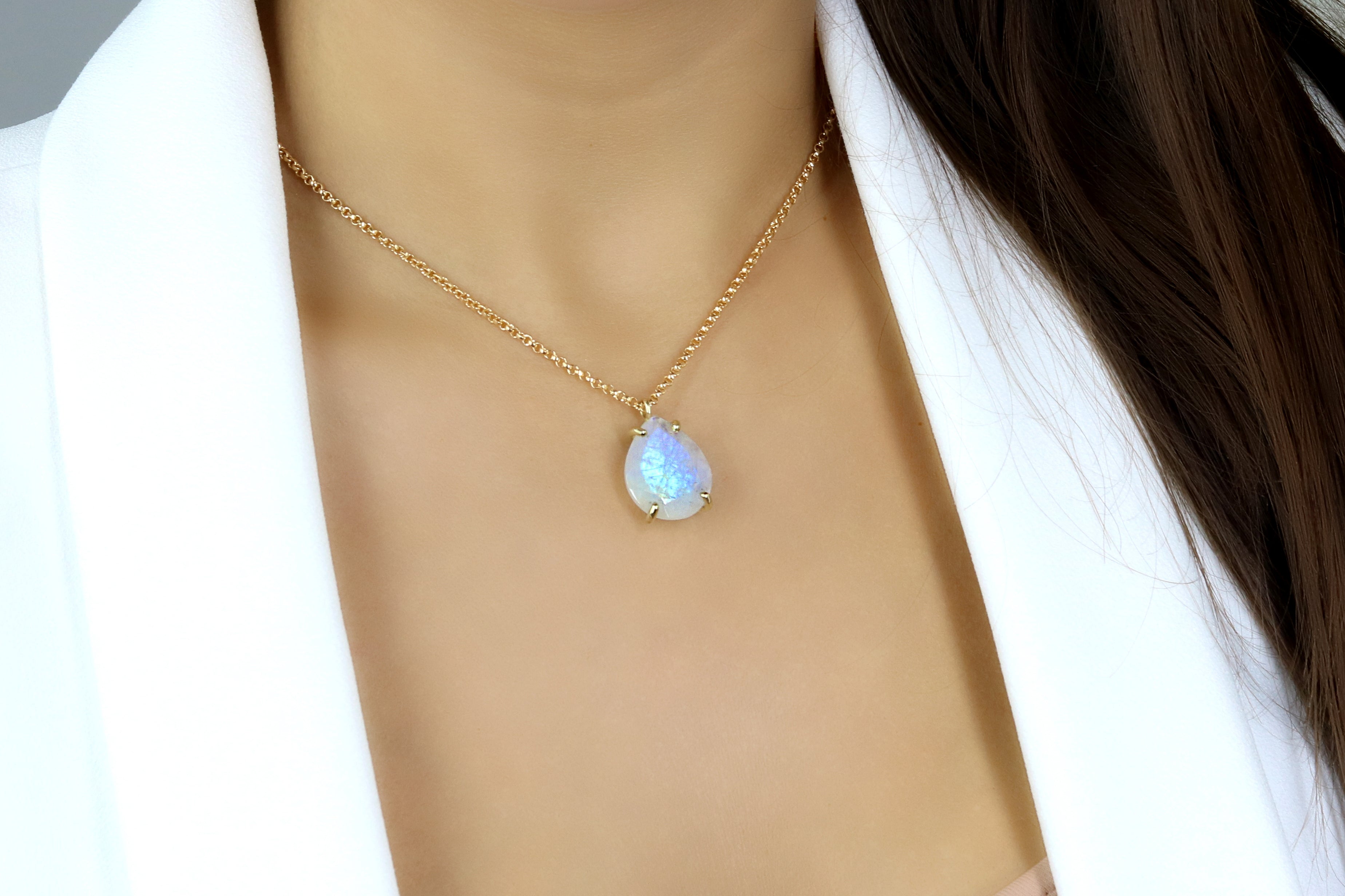 Pear Moonstone Jewelry Necklace in Silver necklaces Anemone Jewelry