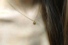 Round Bezel Set Tiger Eye Pendant Necklace in Gold necklaces Anemone Limited