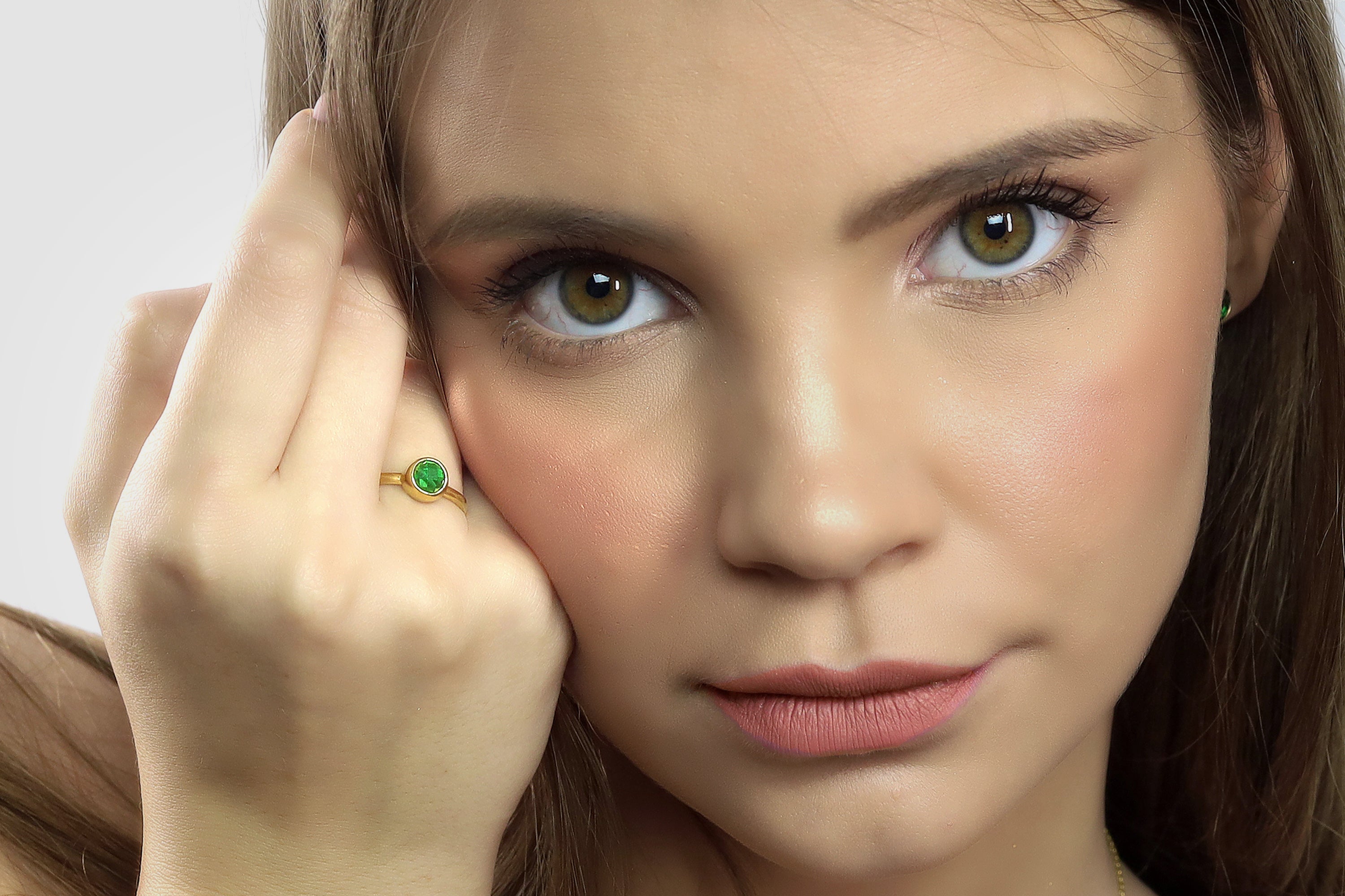 Delicate Round Cut Emerald Gold Ring Rings Anemone Limited