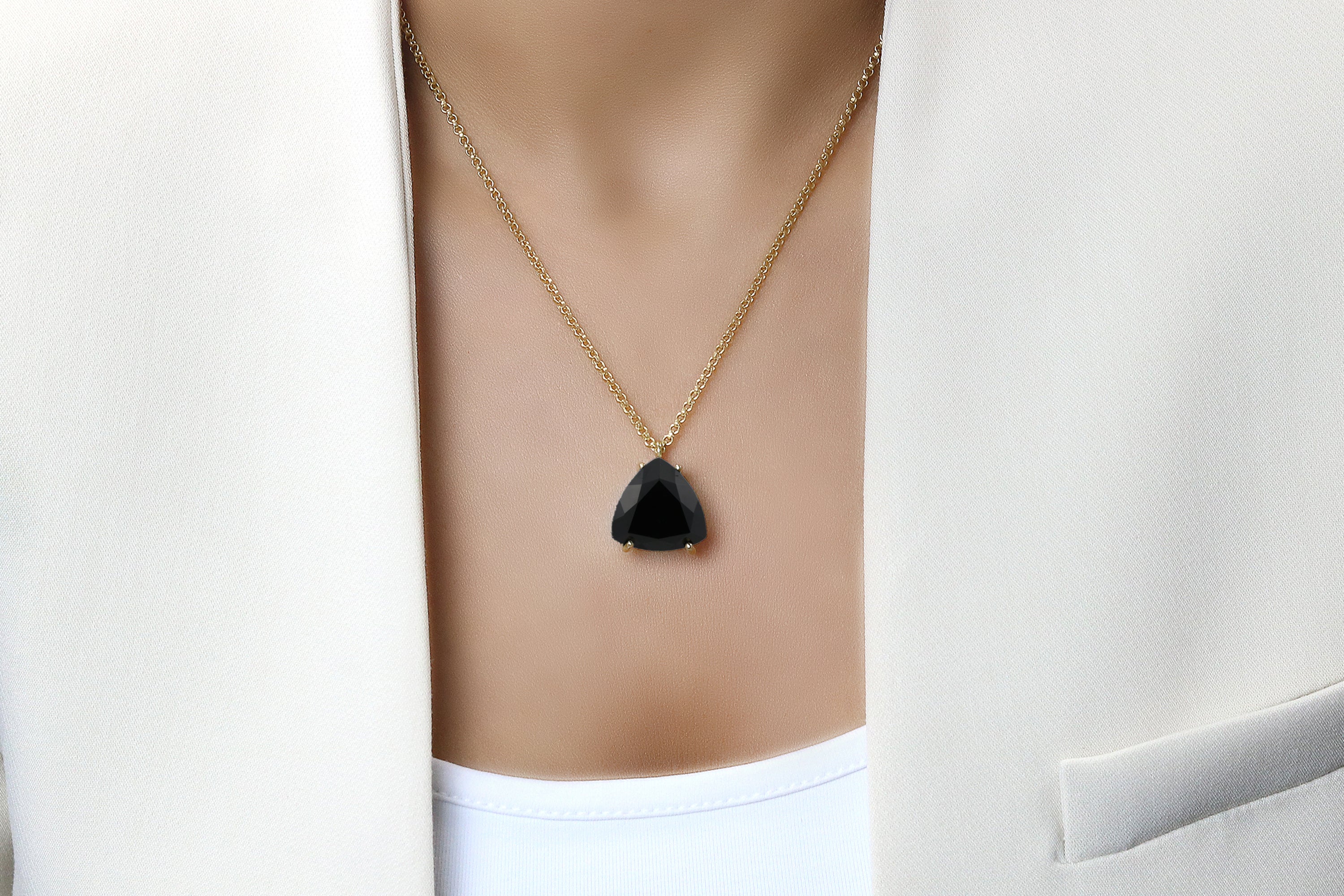 Black Onyx 14k Gold Custom Natural Gem Necklace necklaces Anemone Jewelry