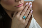 Thick Wide Amazonite Square Gemstone Gold Ring Rings Anemone Limited