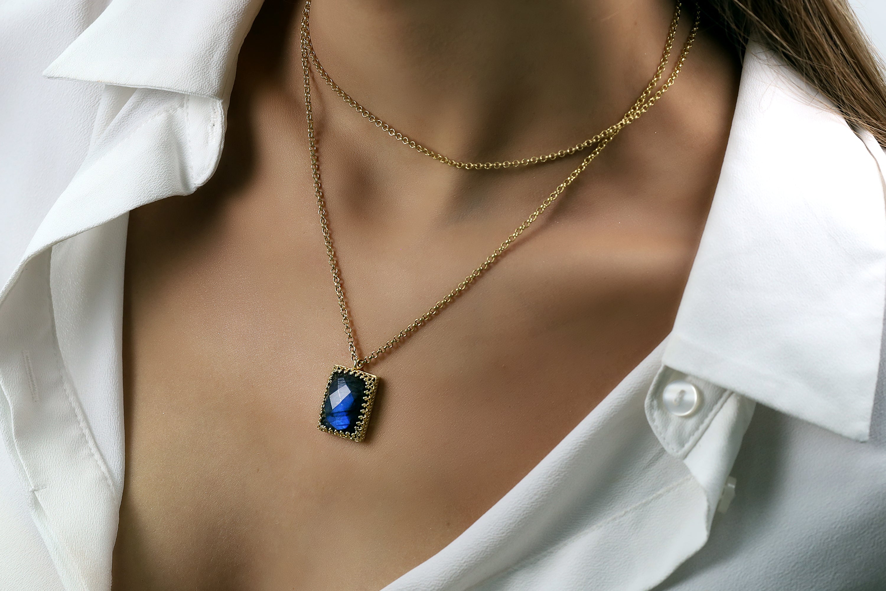 Luminescent Labradorite Gold Filled Necklace necklaces Anemone Jewelry