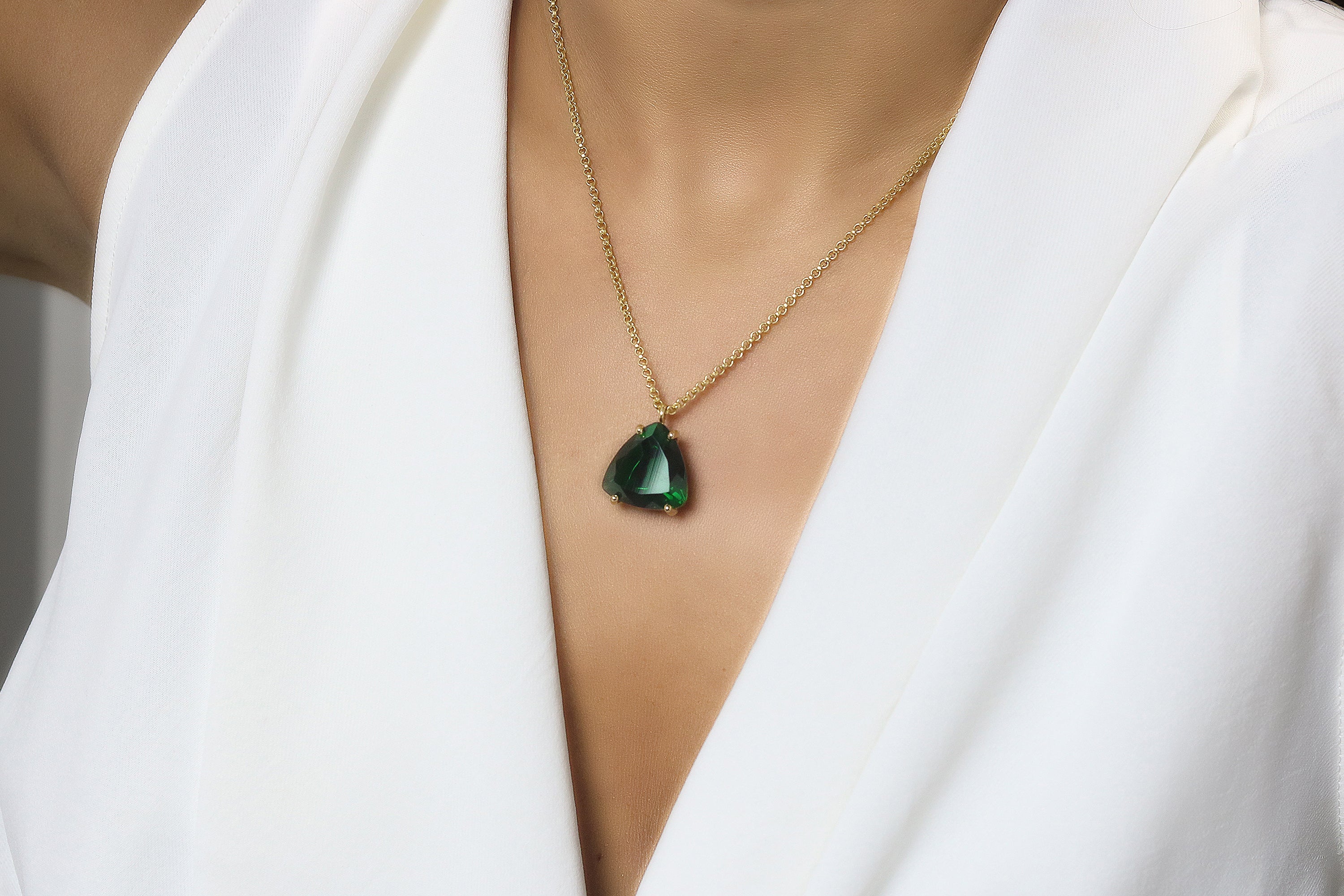 Vibrant Emerald Pendant Sterling Silver Necklace necklaces Anemone Jewelry