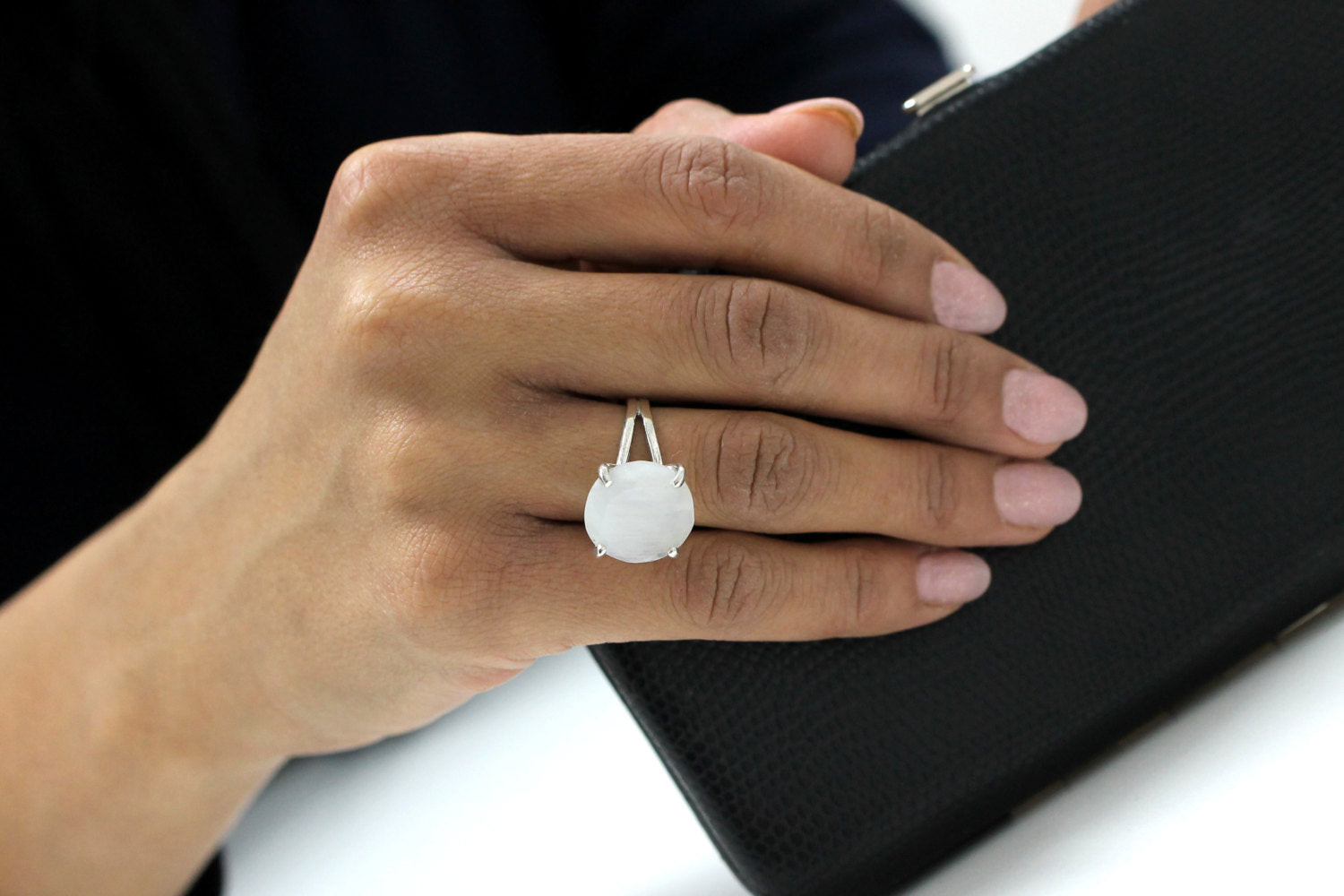 14K Gold Moonstone Ring Rings Anemone Jewelry