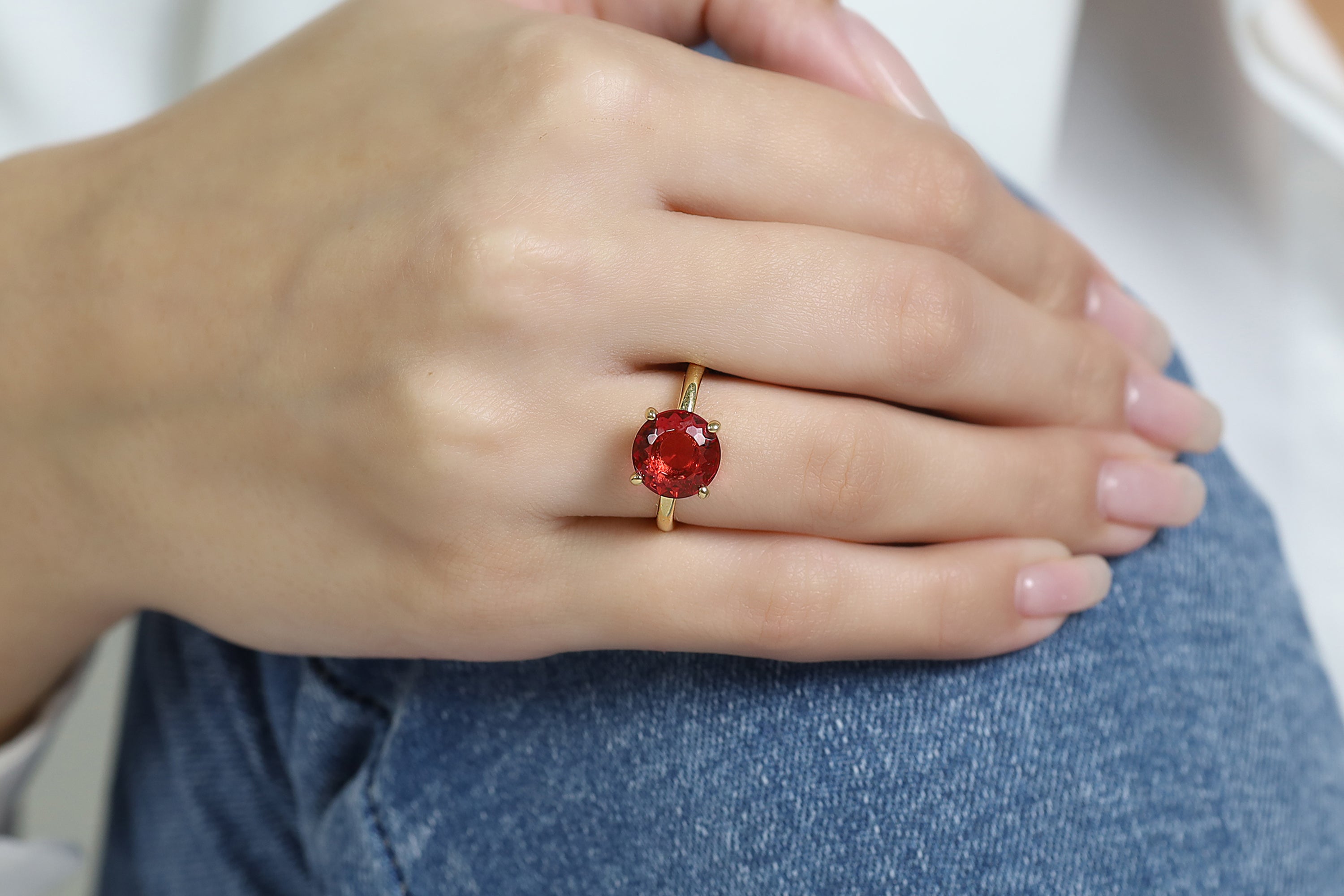 Pink Tourmaline Sterling Silver Round Gemstone Ring Rings Anemone Unique