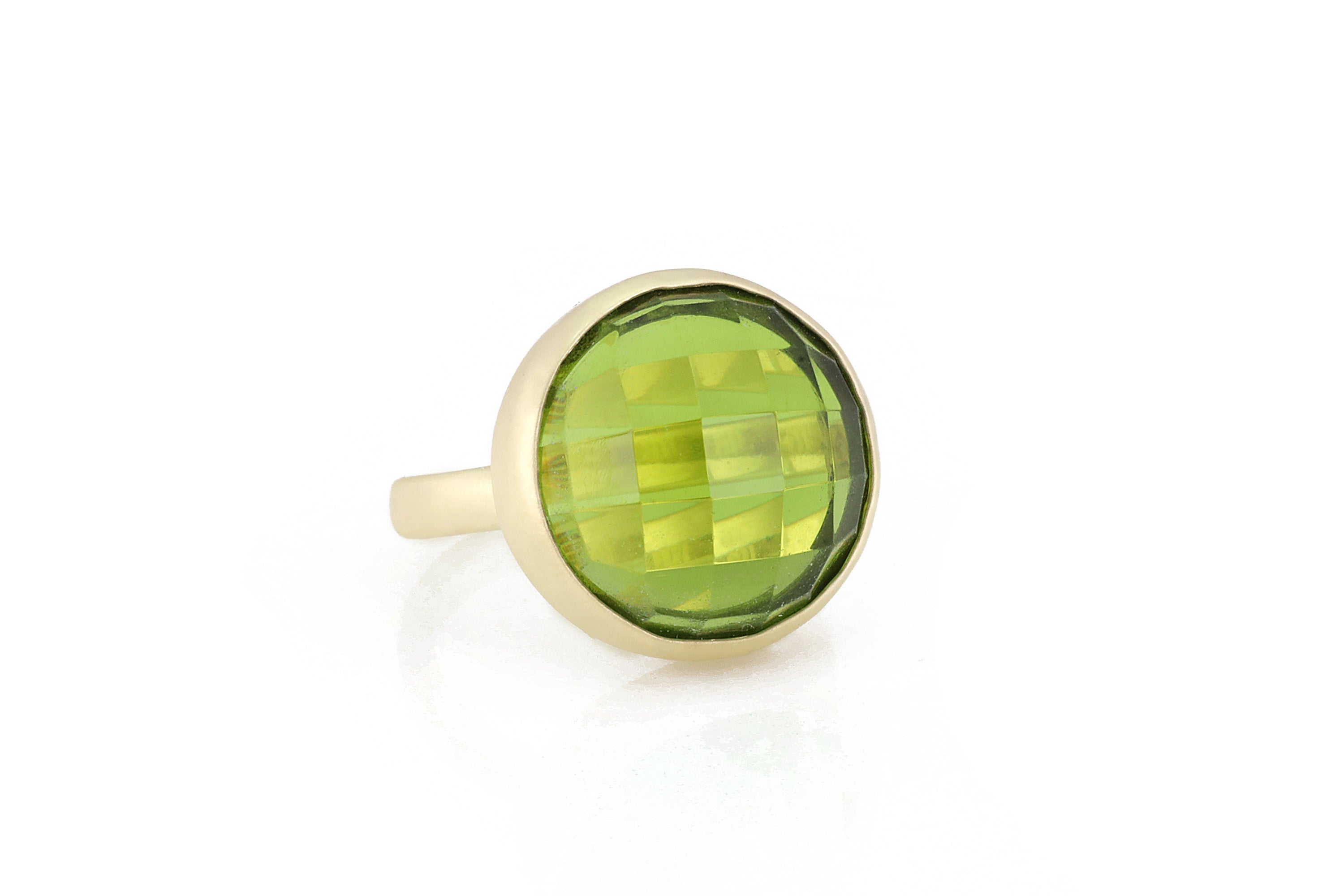 Gold Peridot 14k Gold Bezel Ring Rings Anemone Limited