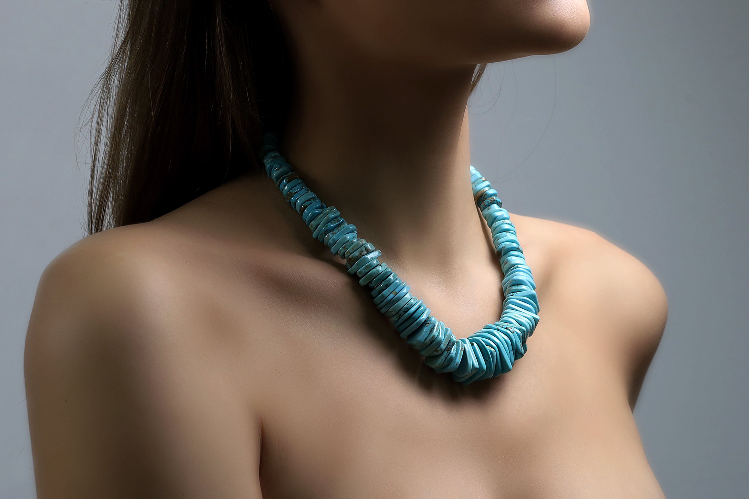 Turquoise Slices Beaded Gold Necklace necklaces Anemone Jewelry