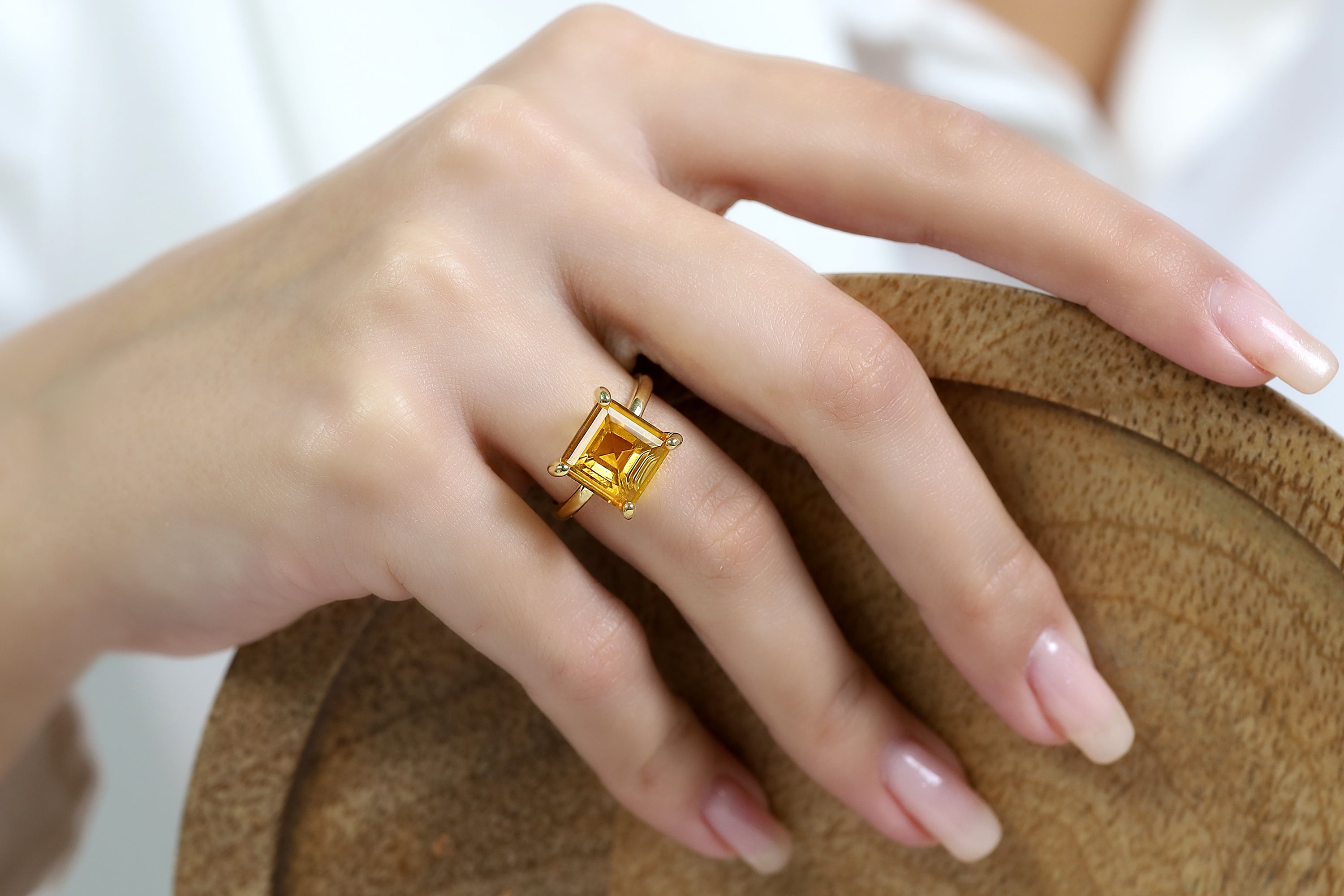 Yellow Citrine Ring in Rose Gold Rings Anemone Unique