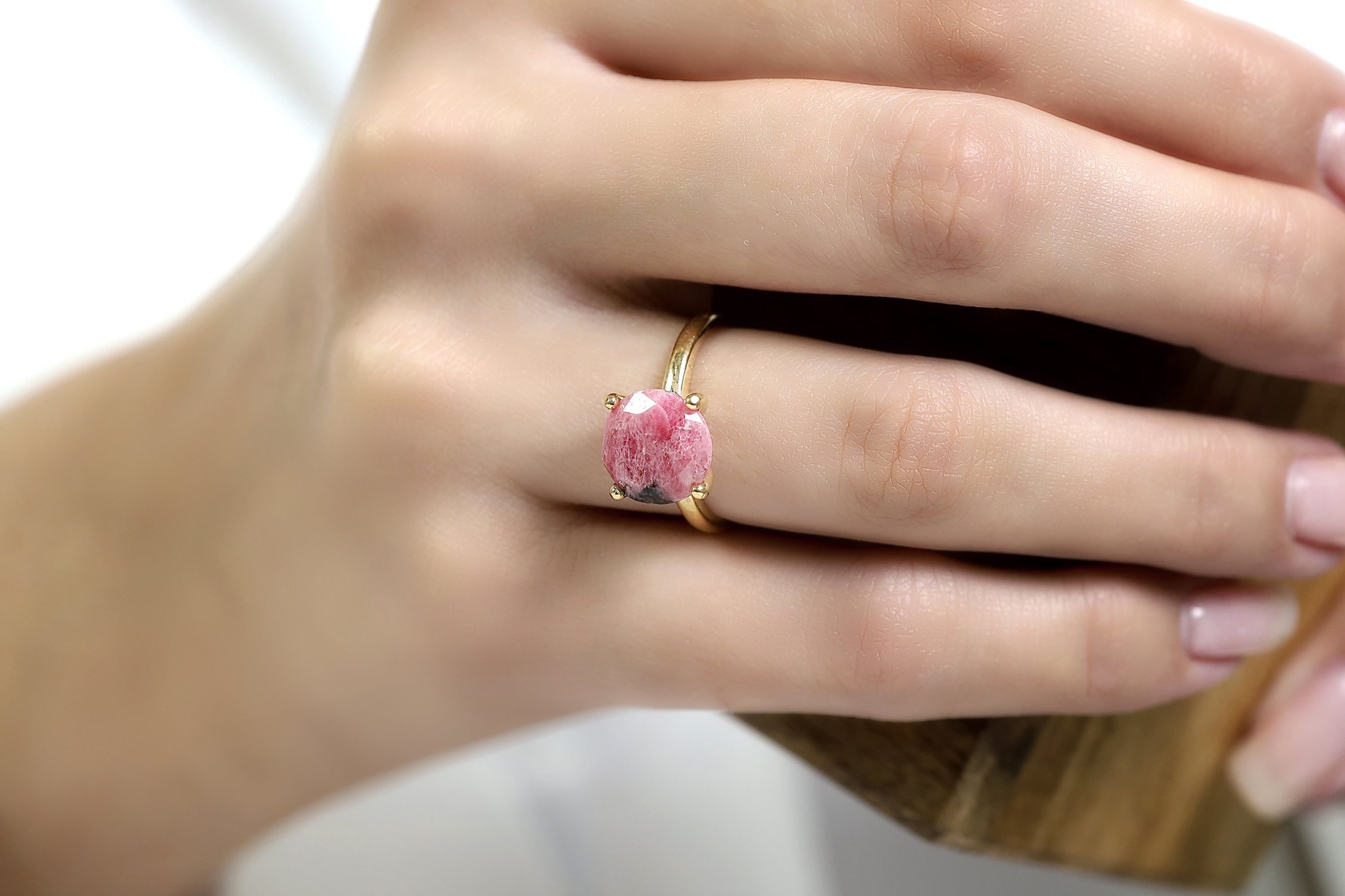 925 Sterling Silver Rhodonite Ring Rings Anemone Unique