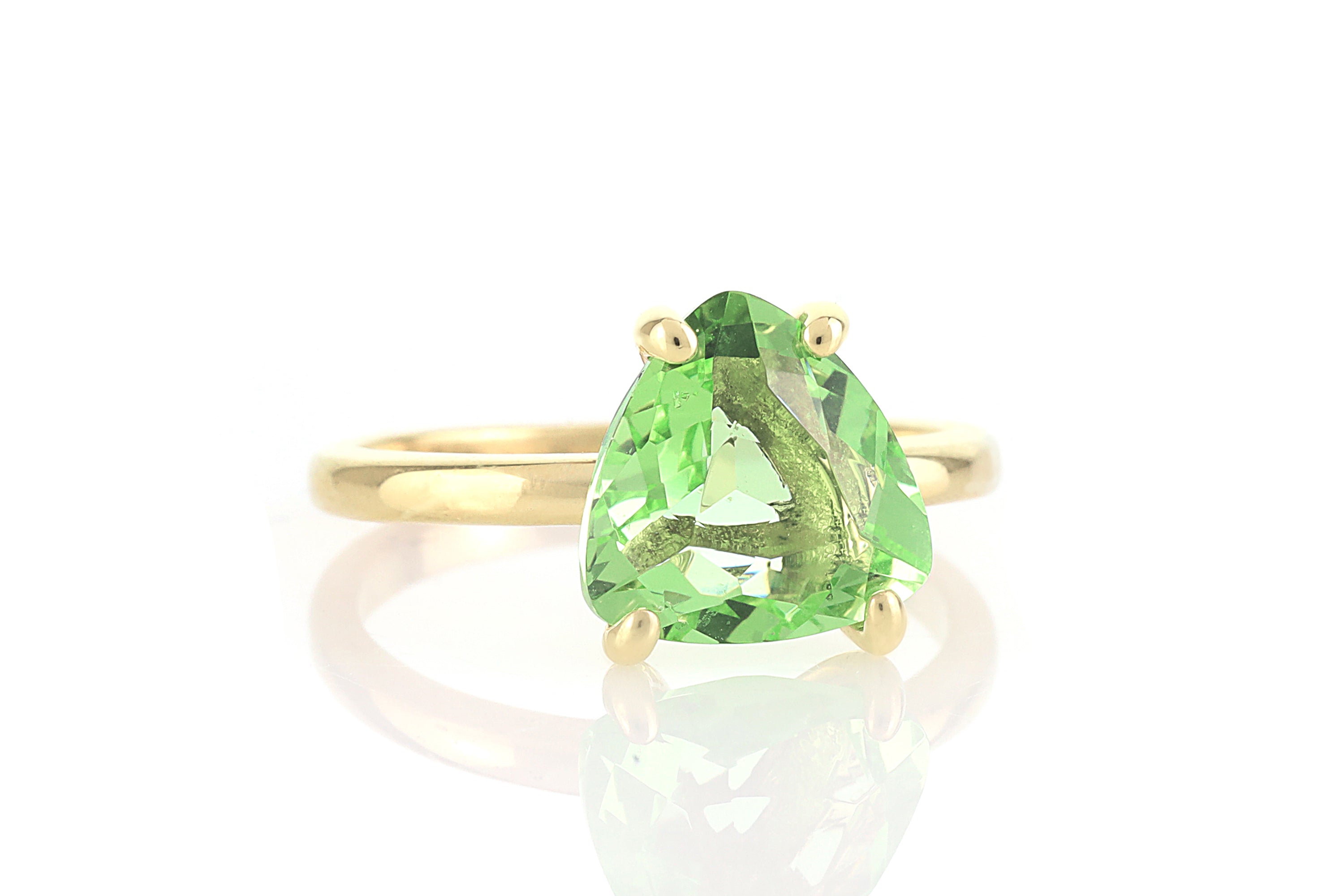 Green Tourmaline Trillion Gemstone Gold Ring Rings Anemone Unique
